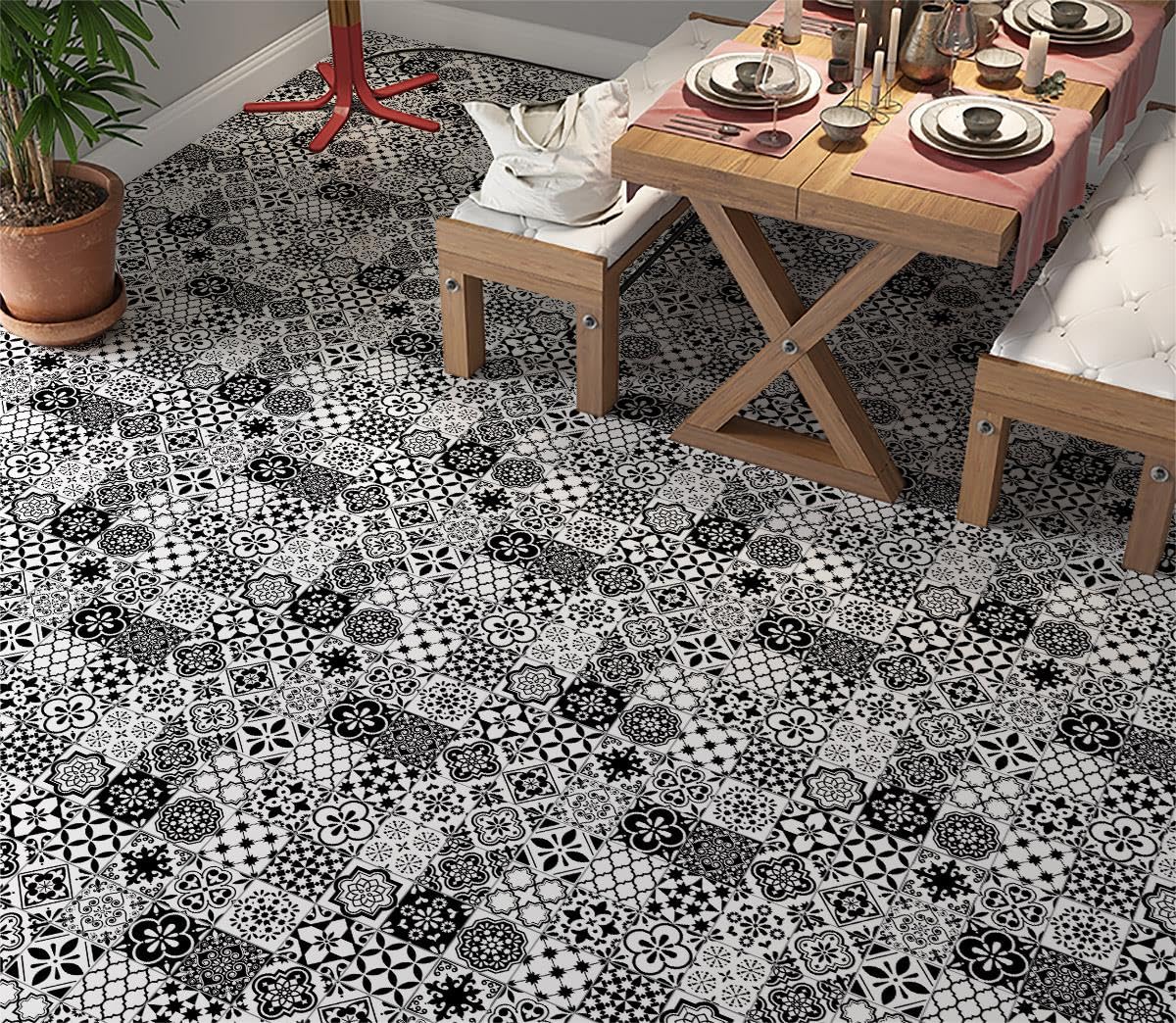 StickieArt StickerArt Yer Kaplama Zemin Kaplama Folyosu 65x130 cm Spanish Retro Tile