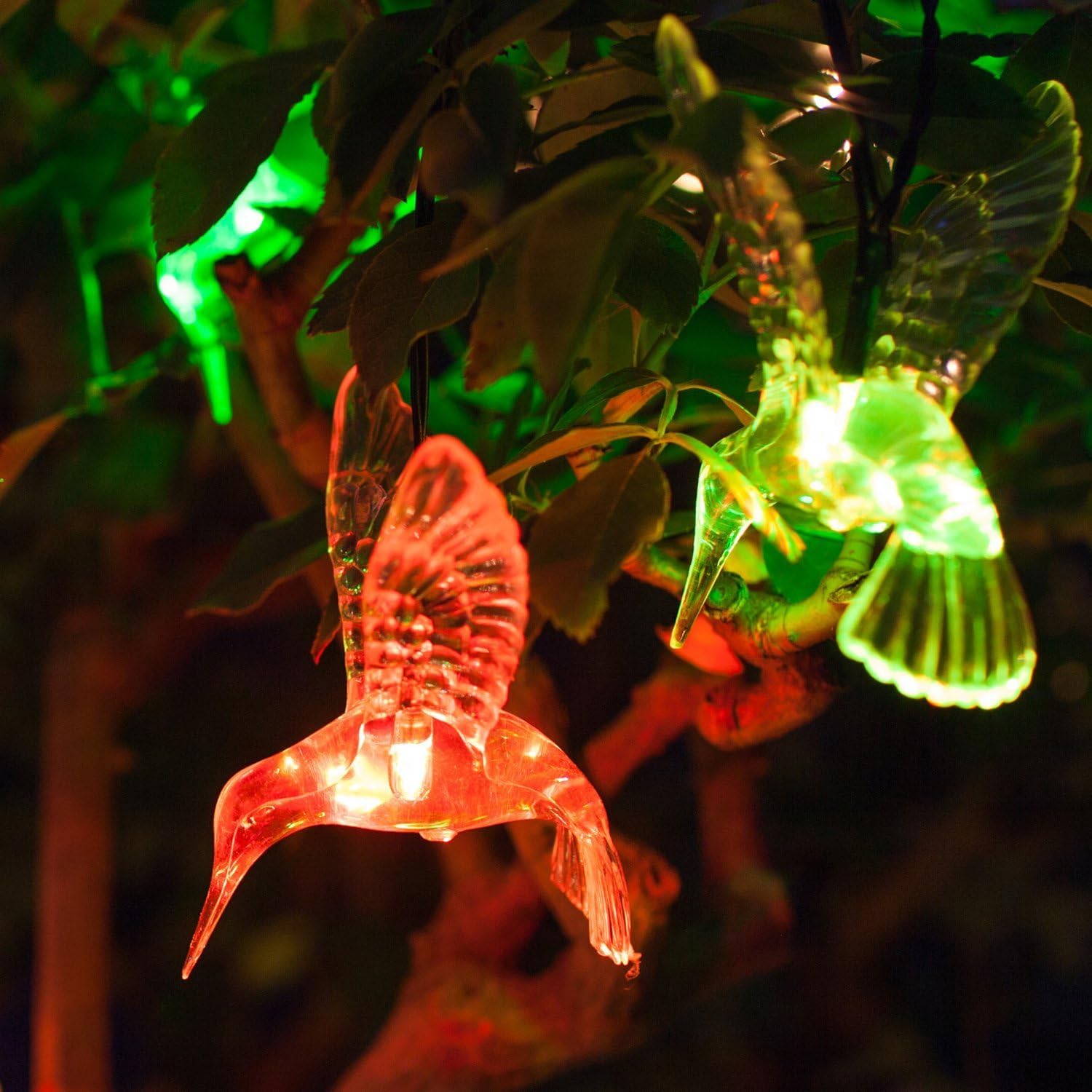 10 Color Changing LED Hummingbird Solar Outdoor Garden & Patio String Lights
