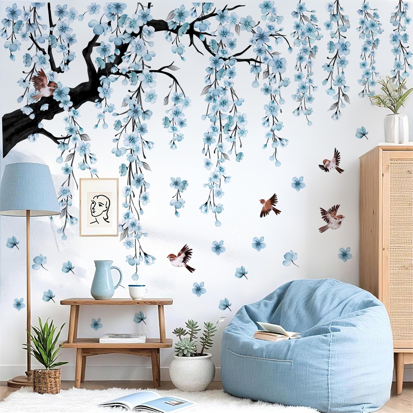 Papier Peint 3D Fleurs De Cerisier – Autocollant, Amovible, Effet Mural Sans Prise De Tête