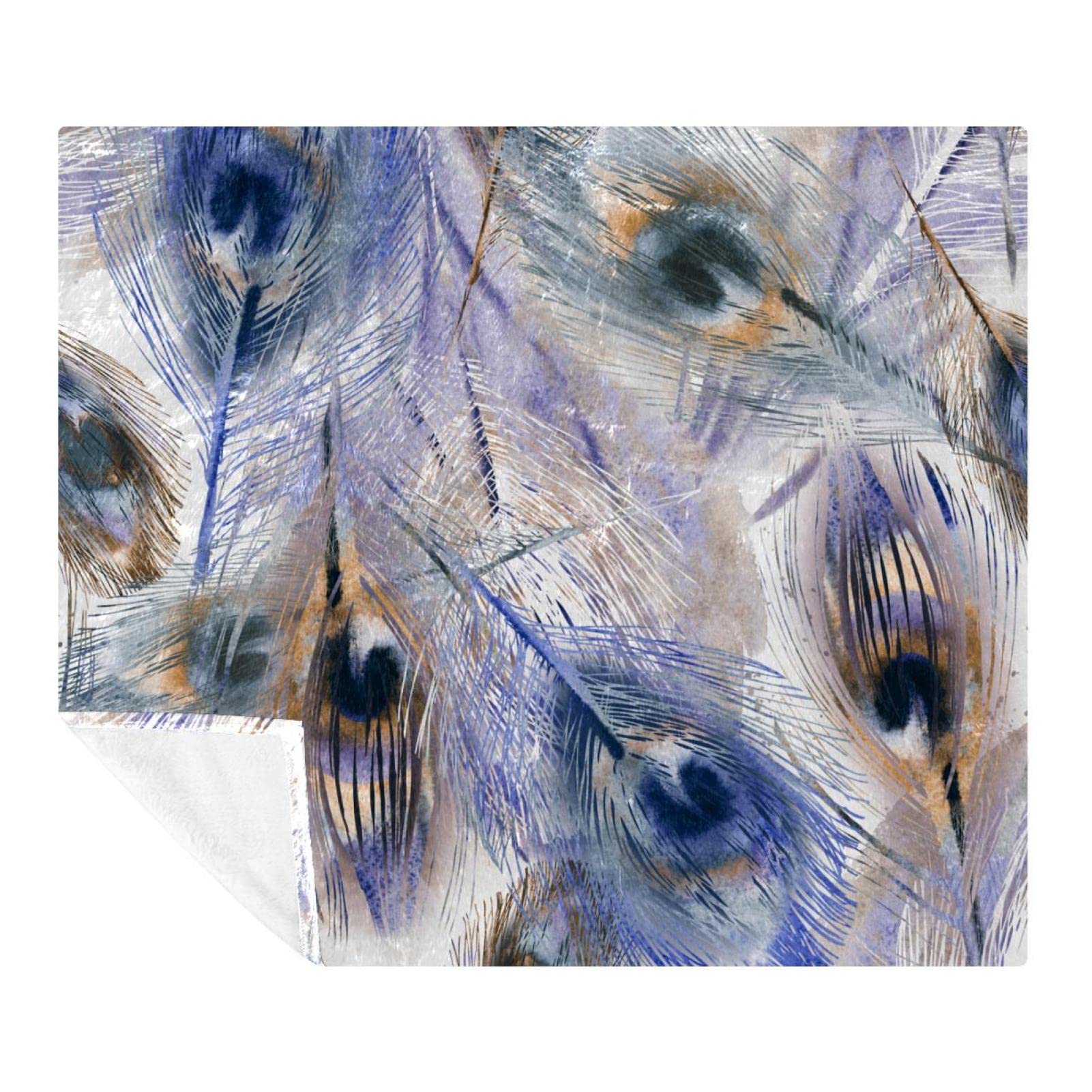 Couverture Polaire Plaid Paon Plume Art Abstrait de Canapé