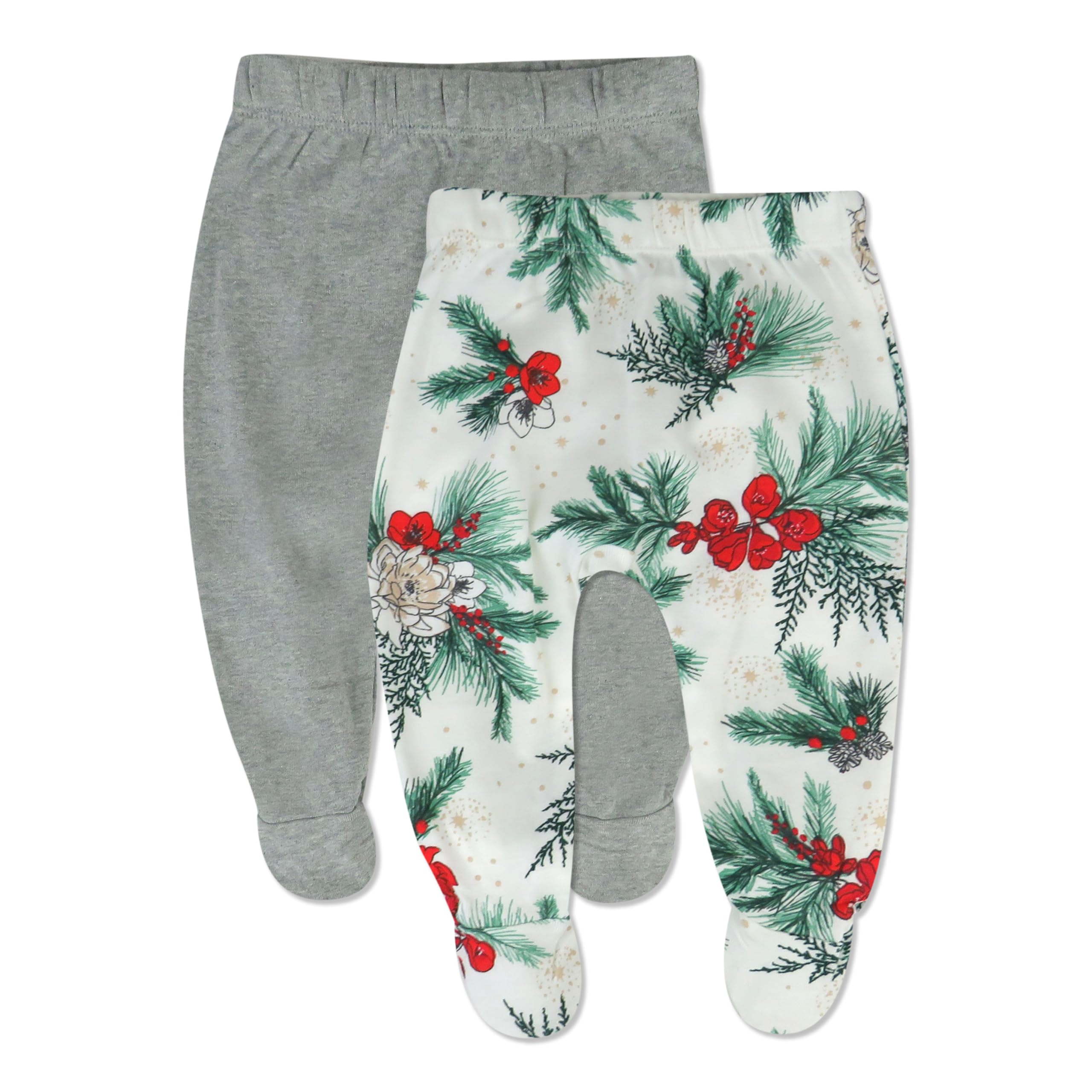 HonestBaby 2-Pack Footed Pants Roomy Fit Pull on Bottoms 100% Organic Cotton for Infant Baby Boys, Girls, Unisex