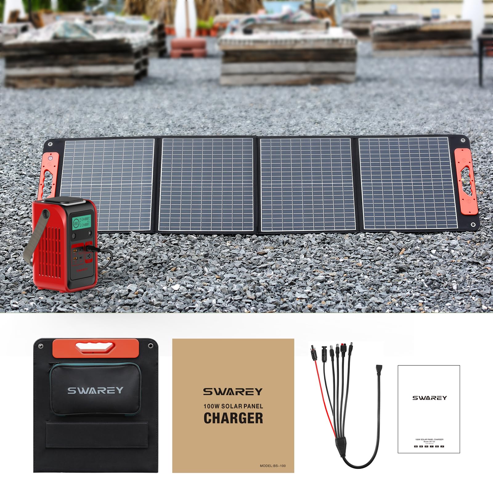 100W Pannello Solare Portatile Pieghevole con Super Funzionalità di Tracciamento dei Raggi di Alta Conversione 23,5% 18W QC3.0 PD60W Type-C DC uscite USB A Per Campeggio Emergenza Tablet Camera