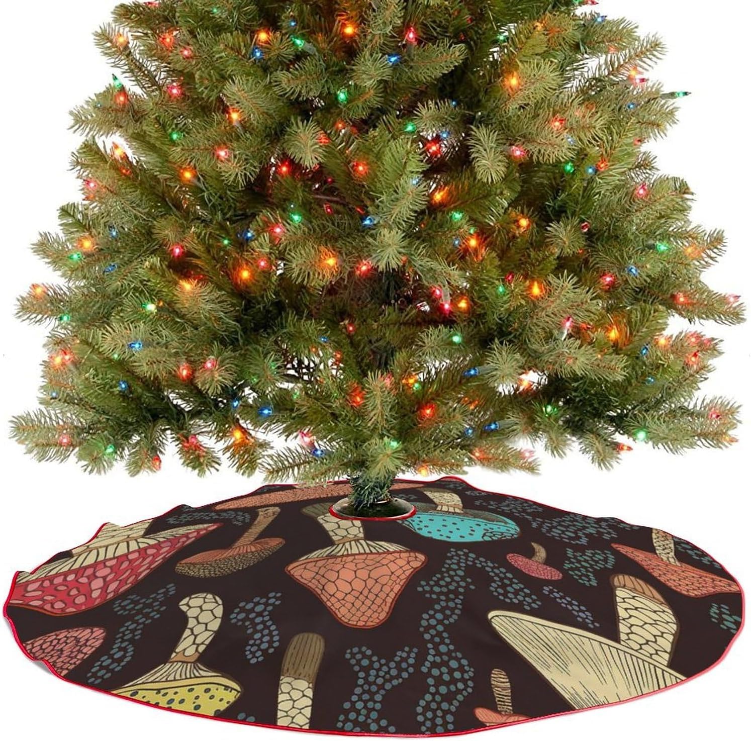 Christmas Tree SkirtMushroomclassic Fashion Tree Skirt Painted Multifunctional Christmas Tree Skirt