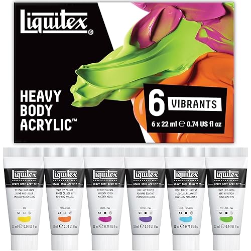 Liquitex Professional Heavy Body Acrylic Paint, 6 x 22ml (0.74-oz), Vibrant Colors Set