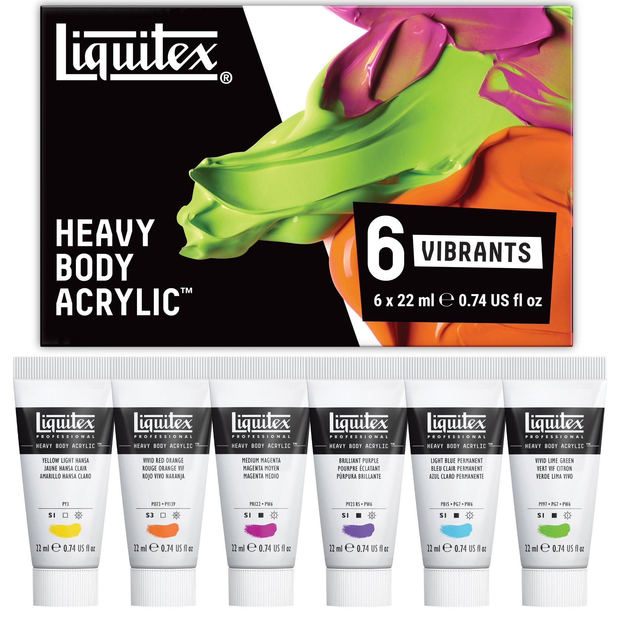 Liquitex Heavy Body Acrylfarbe Lebendige Farben Set 6 x 22ml