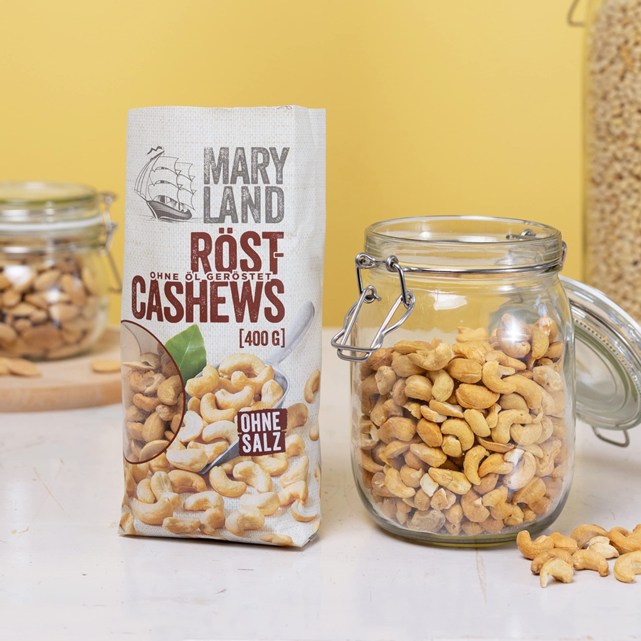 Maryland Röst-Cashews 400g im 6er Pack – Knackige Cashewkerne schonend ganz ohne Öl geröstet – Einzigartiges Aroma aus eigener Röstung in Deutschland (6 x 400g)