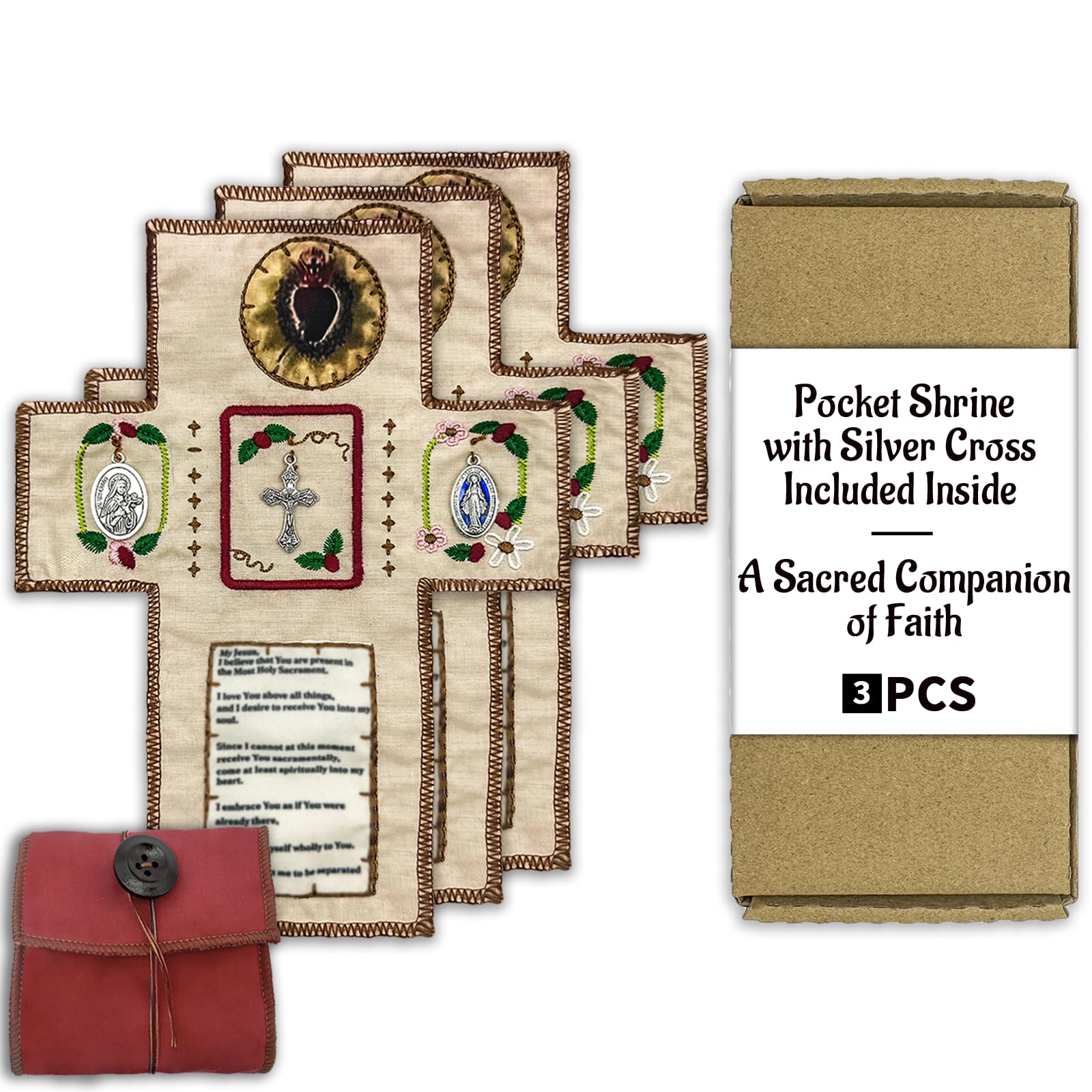 Prayer Quilt with Cross Inside, Handmade Pocket Shrine Catholic, Mini Portable Scripture Pocket Prayer Quilt, Christian Gifts for Women