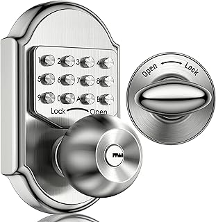 Elemake Keyless Deadbolt Lock - Keyless Entry Door Lock Keypad Door Knob Exterior, Digital Code Security Door Lock with Keys Mechanical Lock Stainless Steel 304