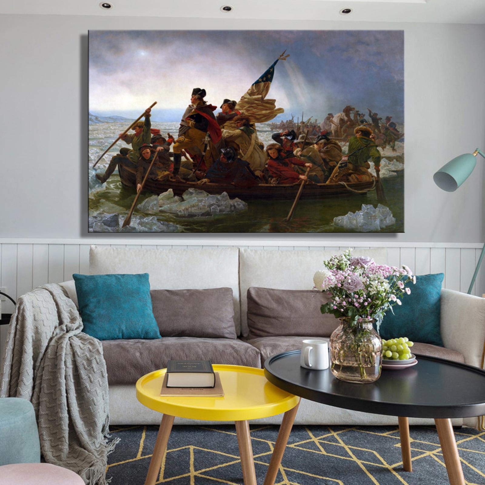 Tableau Toile "Washington Traversant Le Delaware" - Emanuel Leutze - Reproduction Neuve Prête à Accrocher