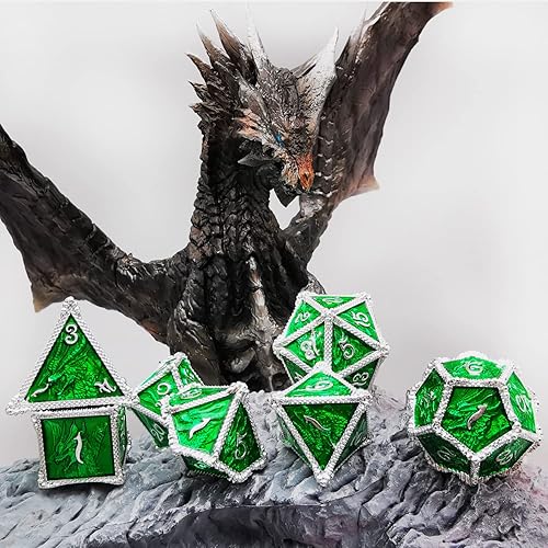 Vista 47 de HAOMEJA Juego de dados de dragón de metal hueco + resina, juego de 7 dados para juegos de rol D&D Dungeons and Dragons (azul) 1 Dragones