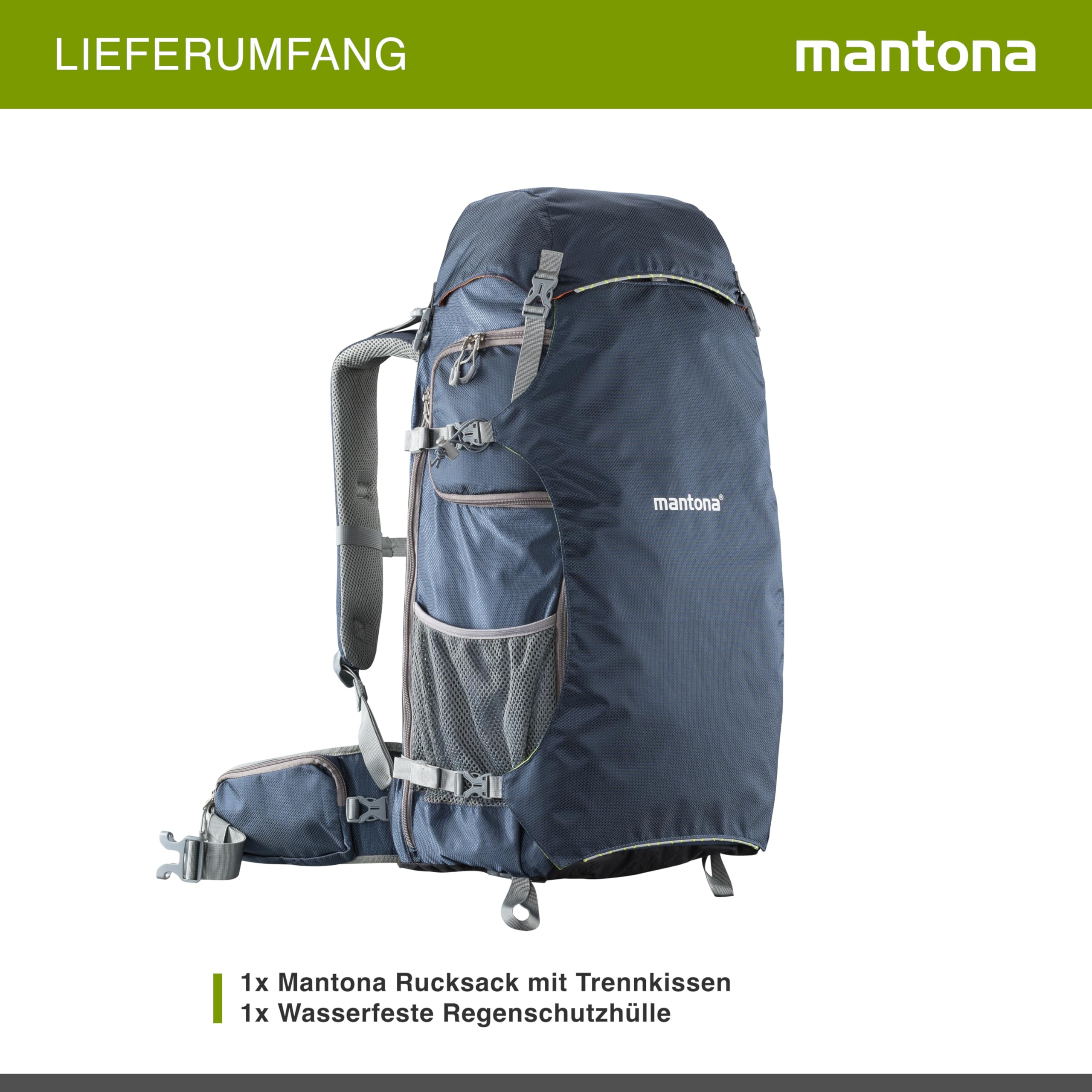 Mantona Elements Pro Kamera und Drohnenrucksack dunkelblau/grün/orange