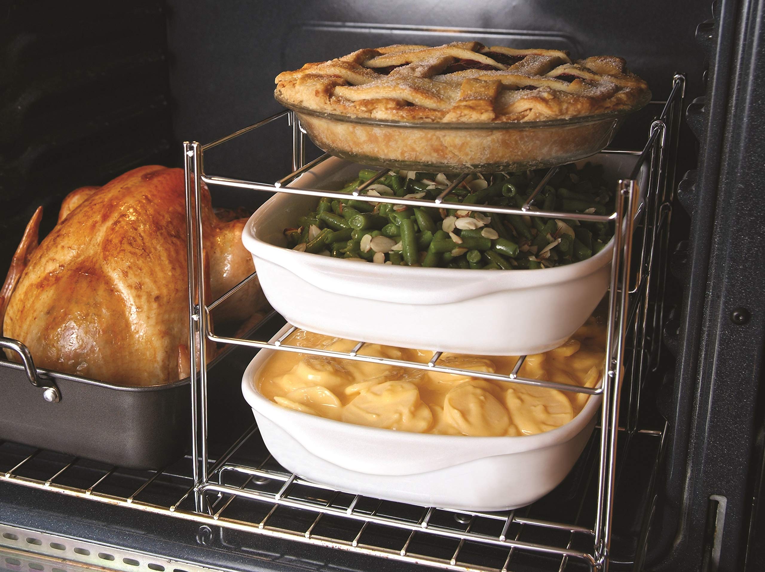 Nifty 3Tier Oven Rack NonStick, Dishwasher Safe, ChromePlated Steel Construction, Use for