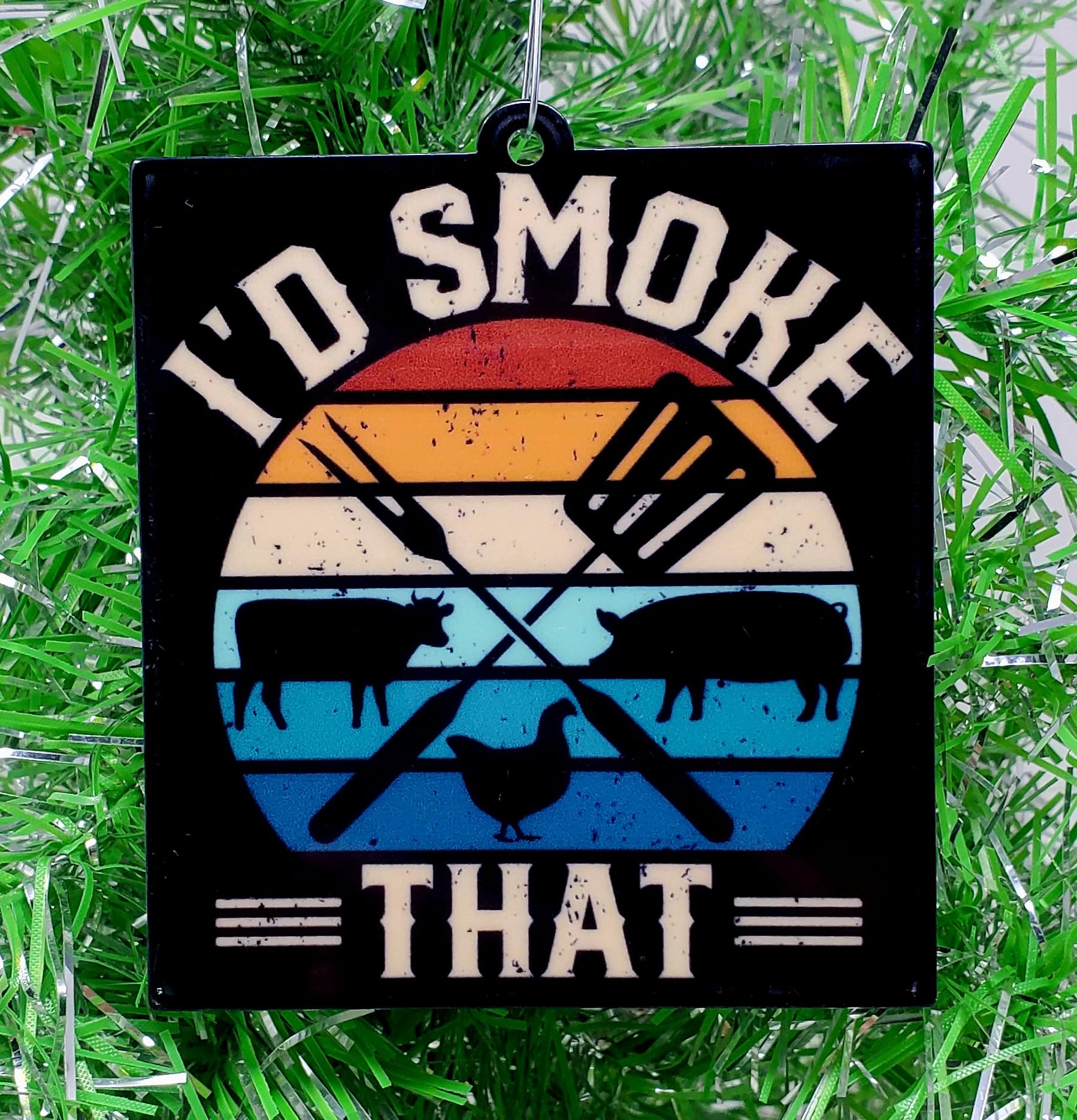 Barbeque BBQ Themed Christmas Ornament - I'd Smoke That (B70)