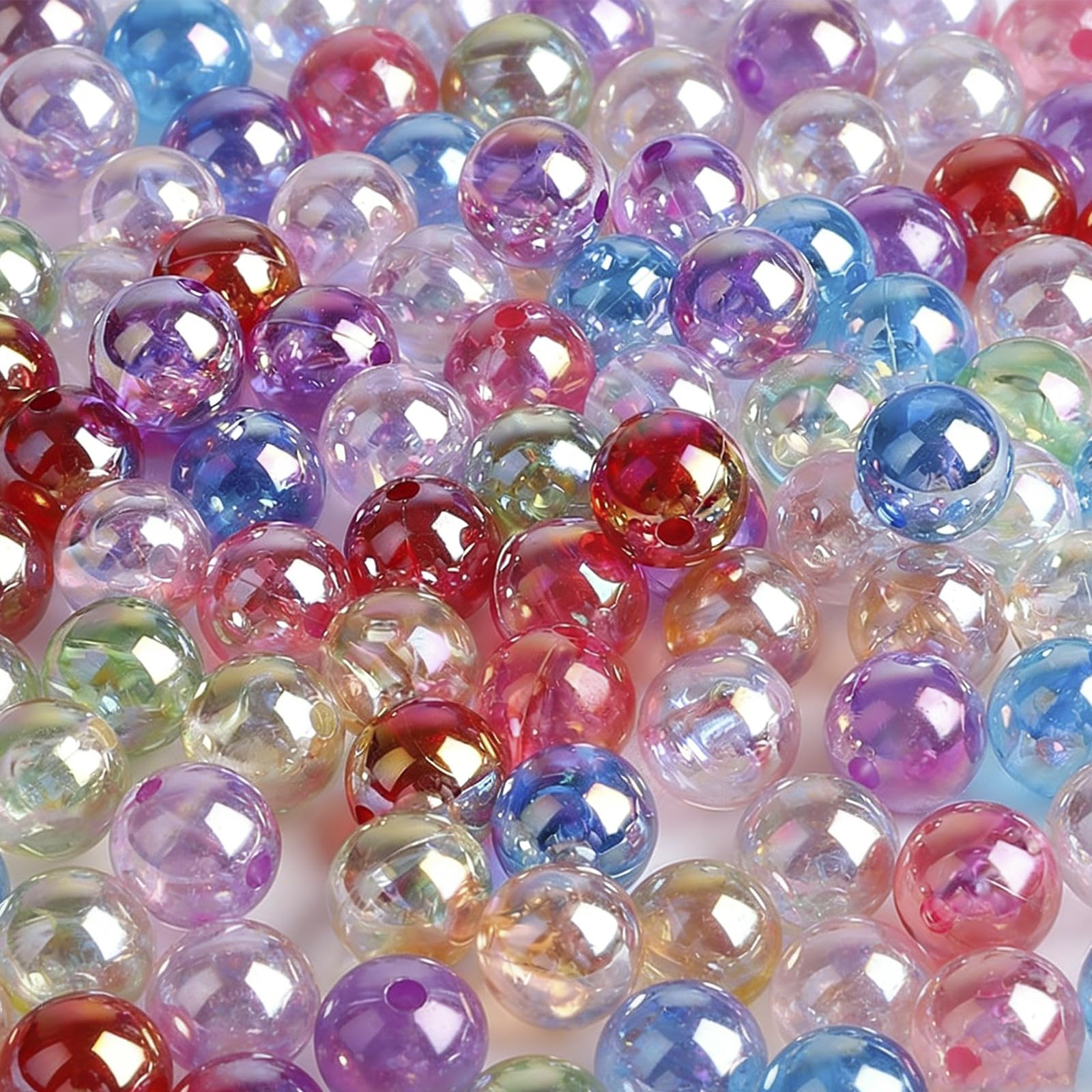 1000Pcs Round Beads, Acrylic Coloured Beads, Bead for Jewellery Making Glitter Multi Colors Mixed Bead Suitable for DIY Art Bracelet Necklace Jewellery