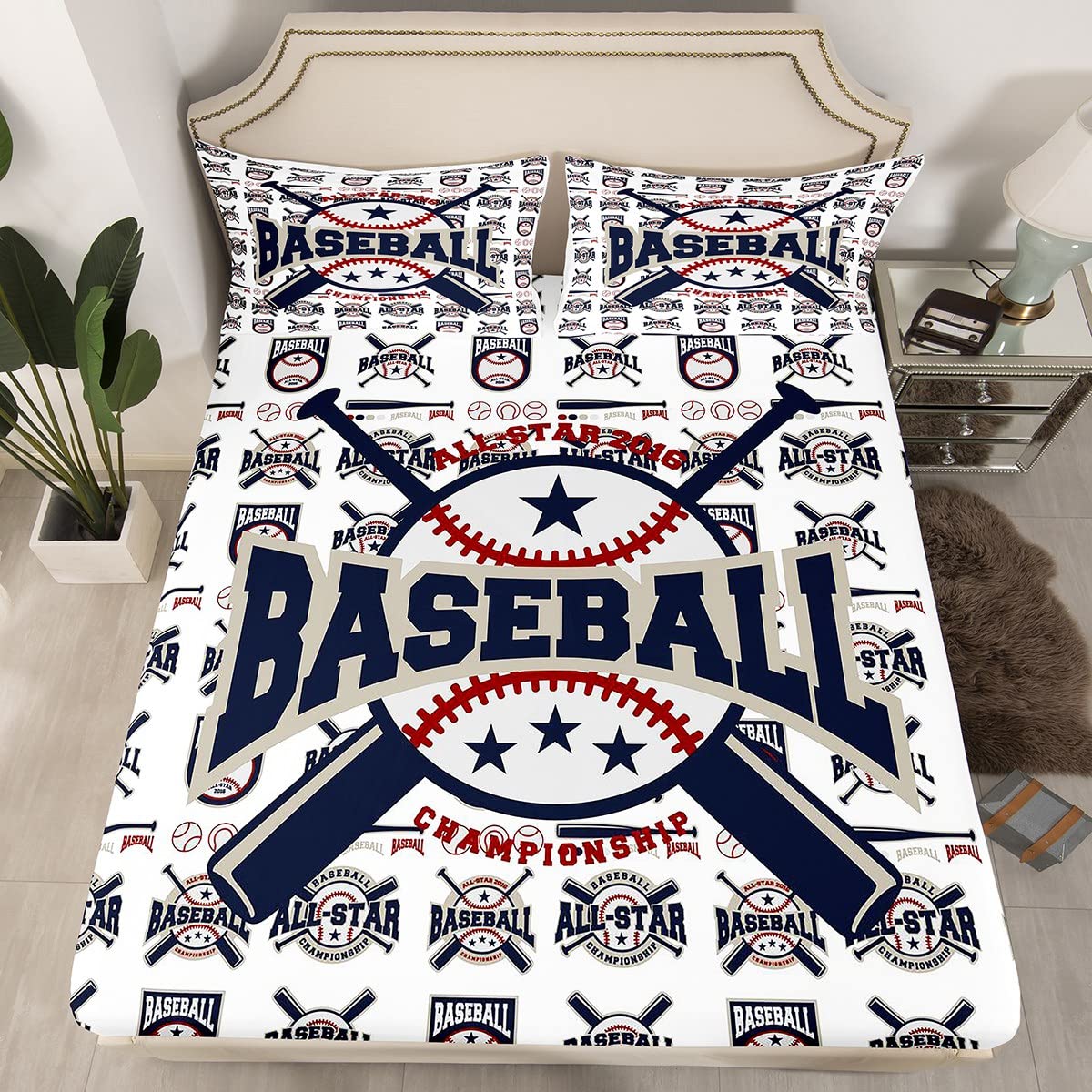Set di biancheria da letto da baseball per bambini Cartoon Basket Lenzuolo con angoli Giochi sportivi per ragazzi Calcio Set di lenzuola Ragazze Ragazze Colorate Tie Dye Bambino Carino Palla Gaming C