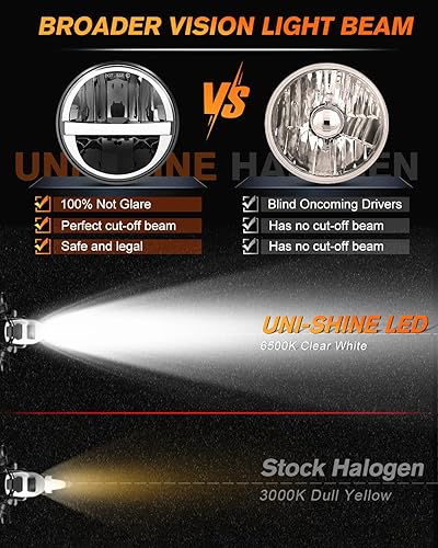 Miniatura 4 de UNI-SHINE Faro LED para motocicleta de 5.75 pulgadas, 5-34 pulgadas, aprobado por DOT, con DRL de haz alto y bajo, Plug and Play Motor Bike