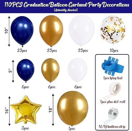 Miniatura 6 de 90shine 110 piezas de decoraciones de graduación de clase de 2023 – Decoraciones de fiesta de graduación 2023 Kit de guirnalda de arco de globos