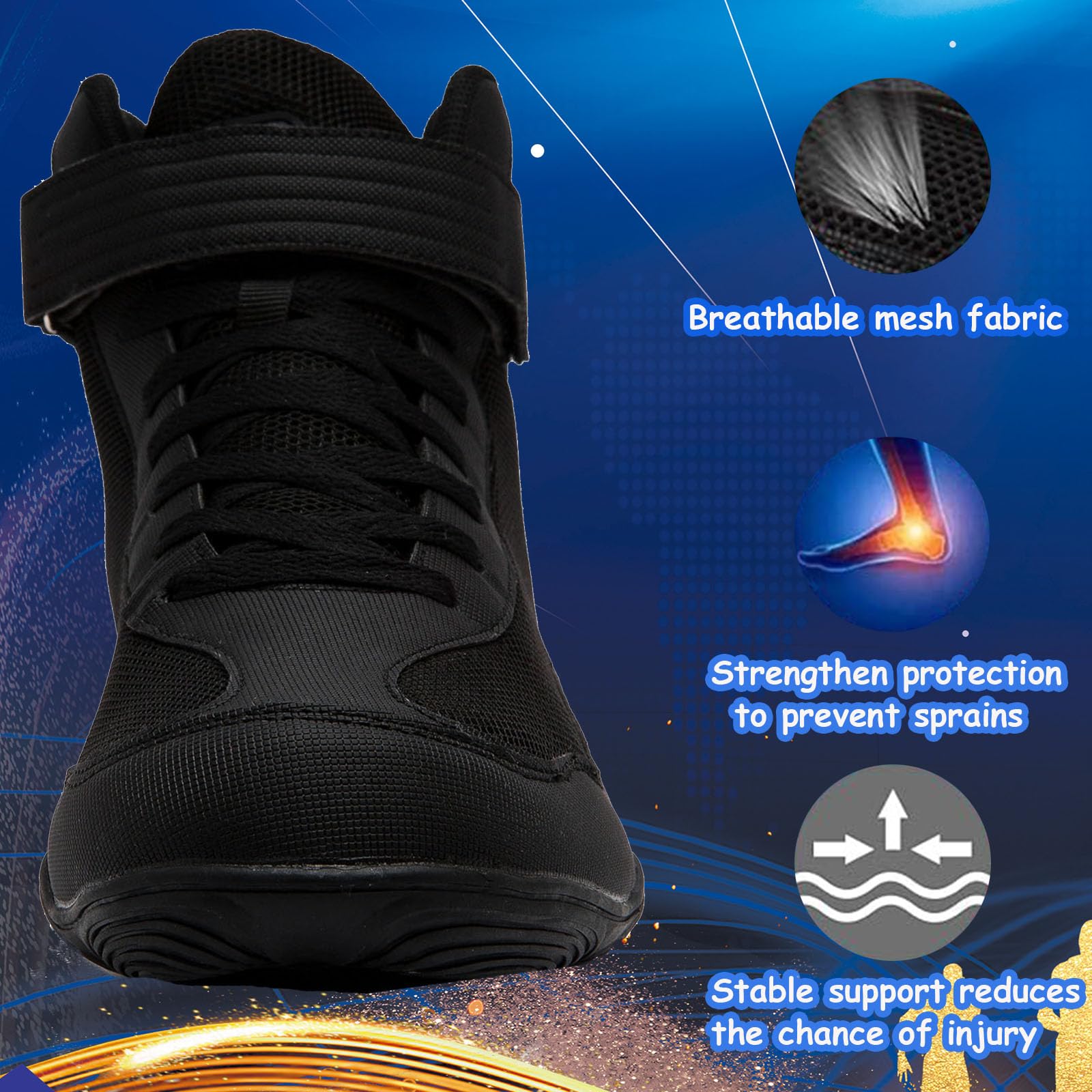 Botas de Lucha para Hombre Zapatos de Lucha Profesional Deportivos Ligeros Zapatos de Boxeo para Entrenamiento físico Wrestling Shoes