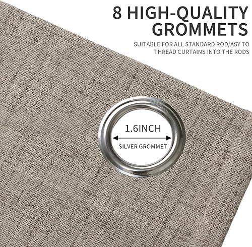 Miniatura 5 de Joydeco Cortinas opacas de lino de 120 pulgadas de largo, 2 paneles burg, cortinas largas de lino 100% opacas para dormitorio, oscurecimiento de la
