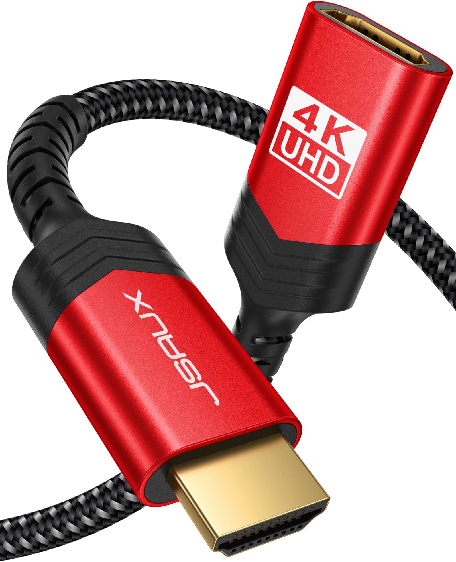 JSAUX HDMI Extension Cable, 3M 4K@60Hz HDR High Speed HDMI 2.0 Extender HDMI Male to Female Lead Support 3D, 18Gbps, ARC, Ethernet Compatible with TV Stick, Roku Fire Stick, Blu-Ray, PS3/PS4 - Red