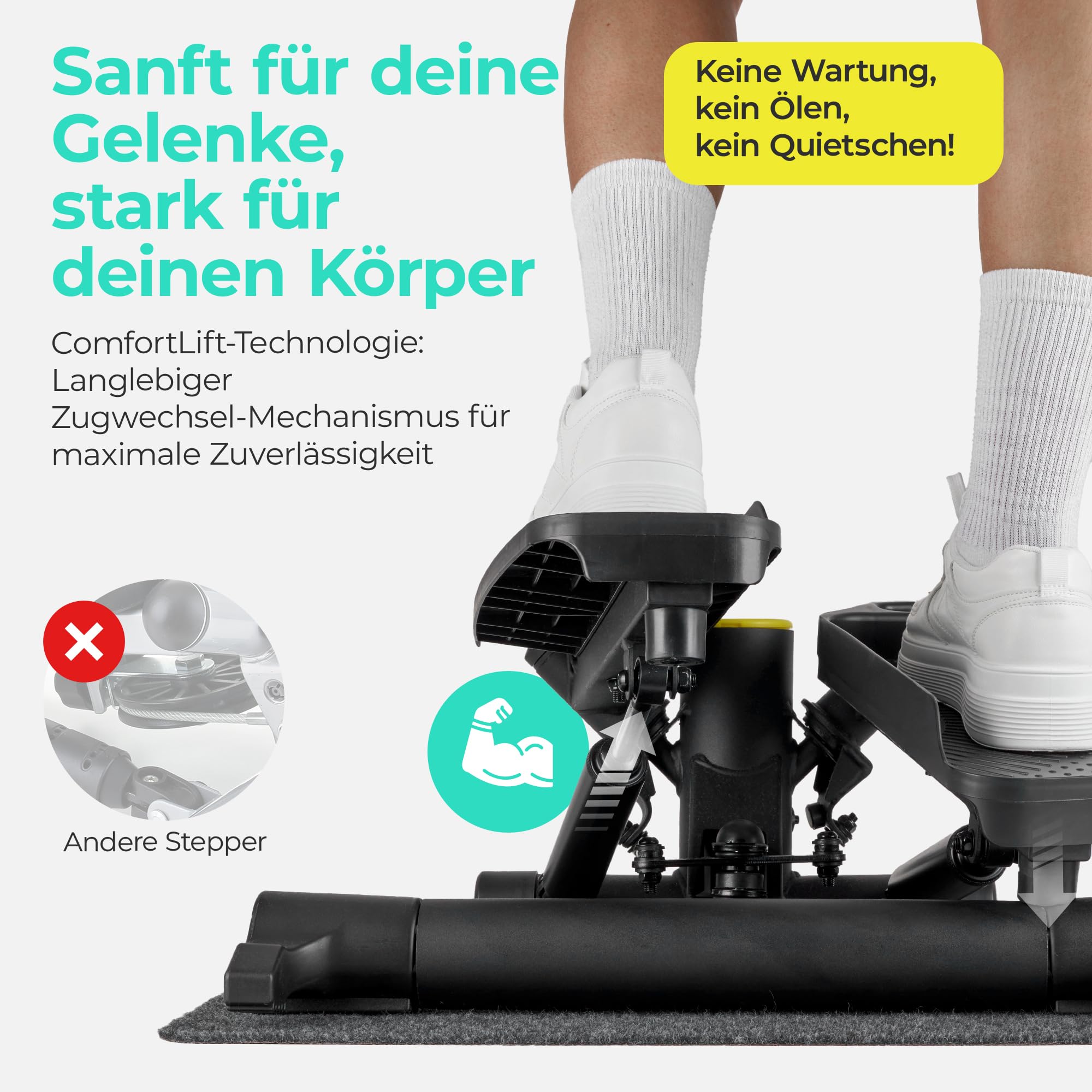 LANDWEHR Stepper für zuhause, Treppensteiger Fitnessgerät, bis 180kg belastbar, Stabile Stahlkonstruktion, Schwarz, Starte jetzt Dein Sicheres Training, von Trainern empfohlen!
