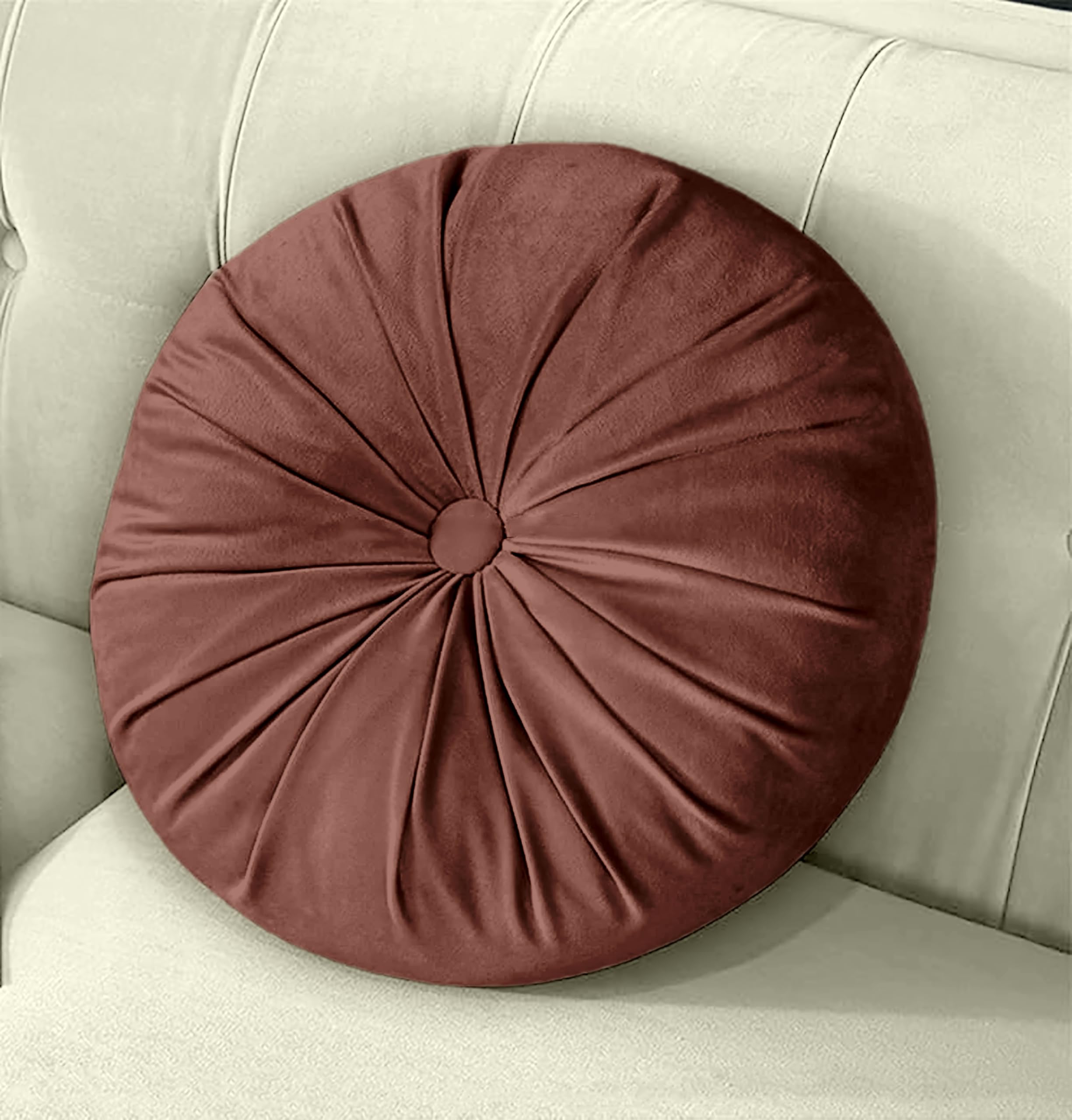 Oasis Home Collection Hand Made Decorative Velvet Round Shape Cushions | Throw Pillows - Pack of 1 (Brown) (B0D8FYBLF7) Amazon Price History, Amazon Price Tracker