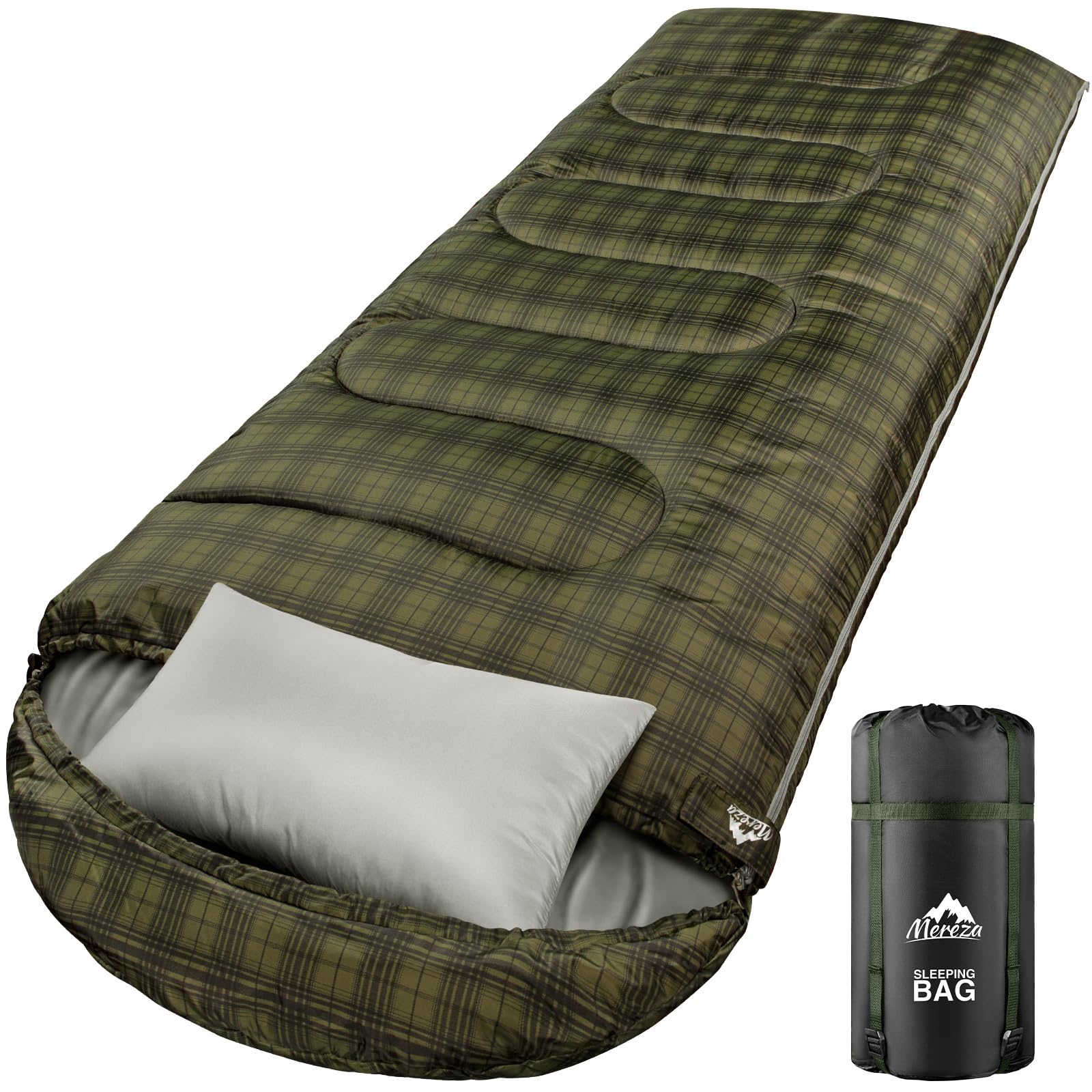 MEREZA Sleeping Bags XL for Mens Large Wide Sleeping Bag for Camping Big and Tall Sleeping Bags for Women Adults Warm with Compression Sack Cold Weather & Warm