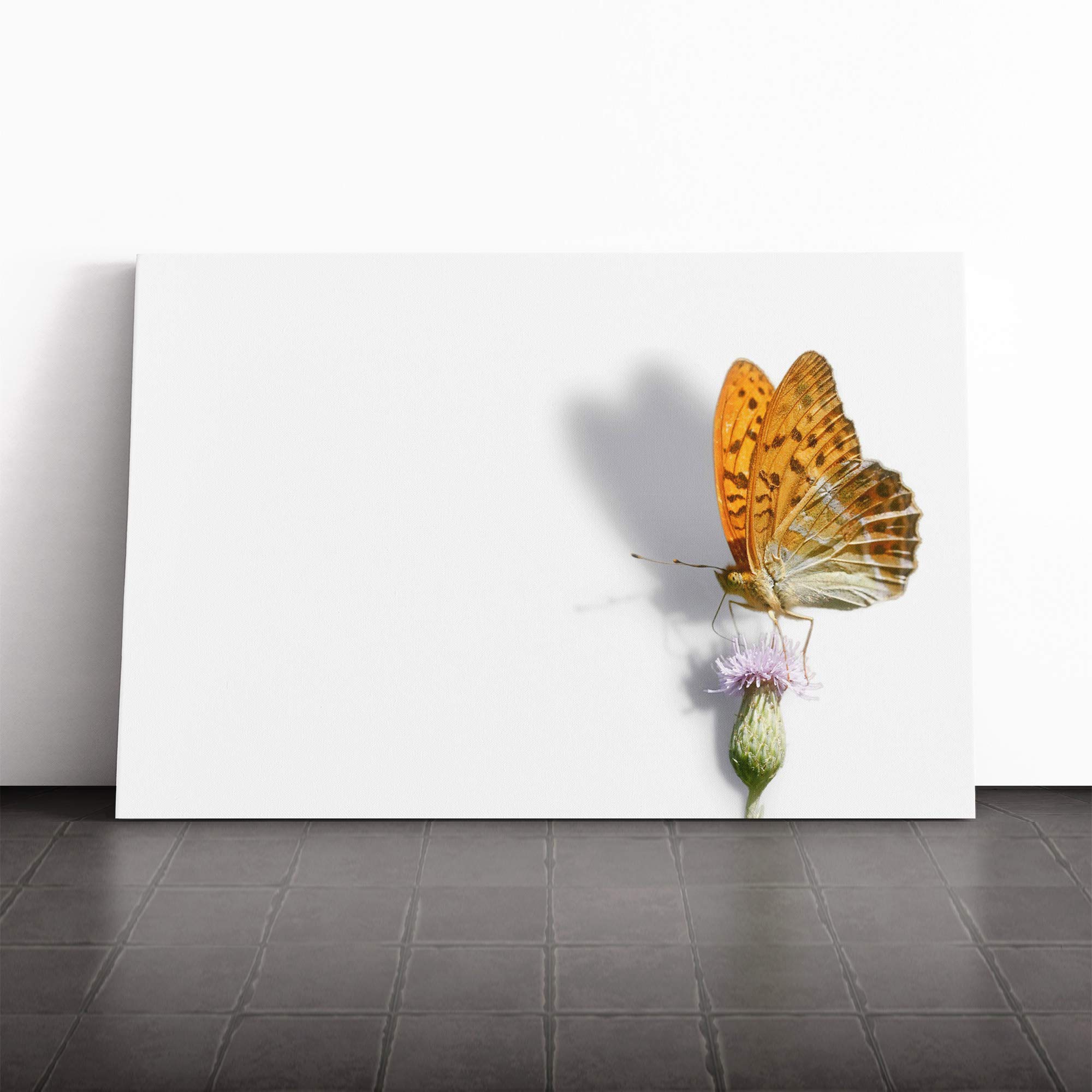 Butterfly and Thistle Canvas Print | Gallery Wrapped 30mm Frame Wall Art | 30x20 inches | Ready to Hang | Modern Animals Picture | Living Room Bedroom Lounge Office