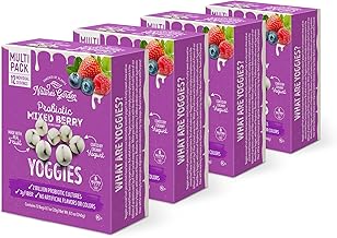 Nature's Garden Probiotic Mixed Berry Yoggies 12 x 0.7oz (Pack of 4) Yogurt Covered Fruit Snacks, High Fiber, Real Fruit Pieces, Office Snack Variety Packs For Adults, No Artificial Flavors or Colors, Gluten Free