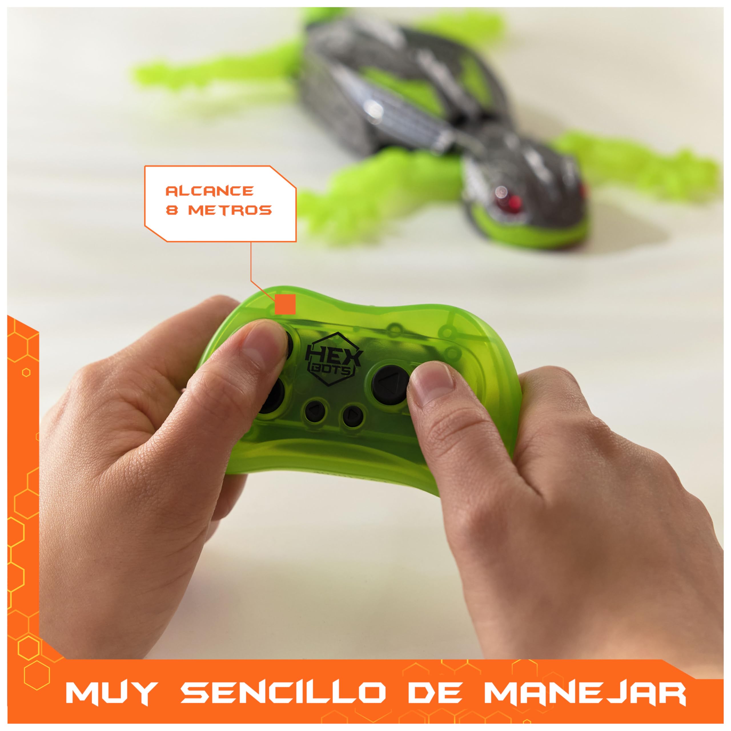 HEX BOTS - WALLCRAWLER GECKO: LAGARTO GECO TREPADOR DE PAREDES - Robot Control Remoto Recargable - 6070281 - Regalo niño 4 años + - Juguetes niños 4 Años +