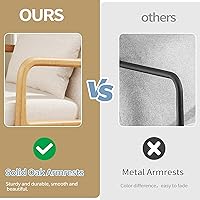 Vista 4 de Maggym Silla decorativa moderna con marco de madera, sillón tapizado con cojín trasero, cómodo sillón de lectura para sala de estar y dormitorio