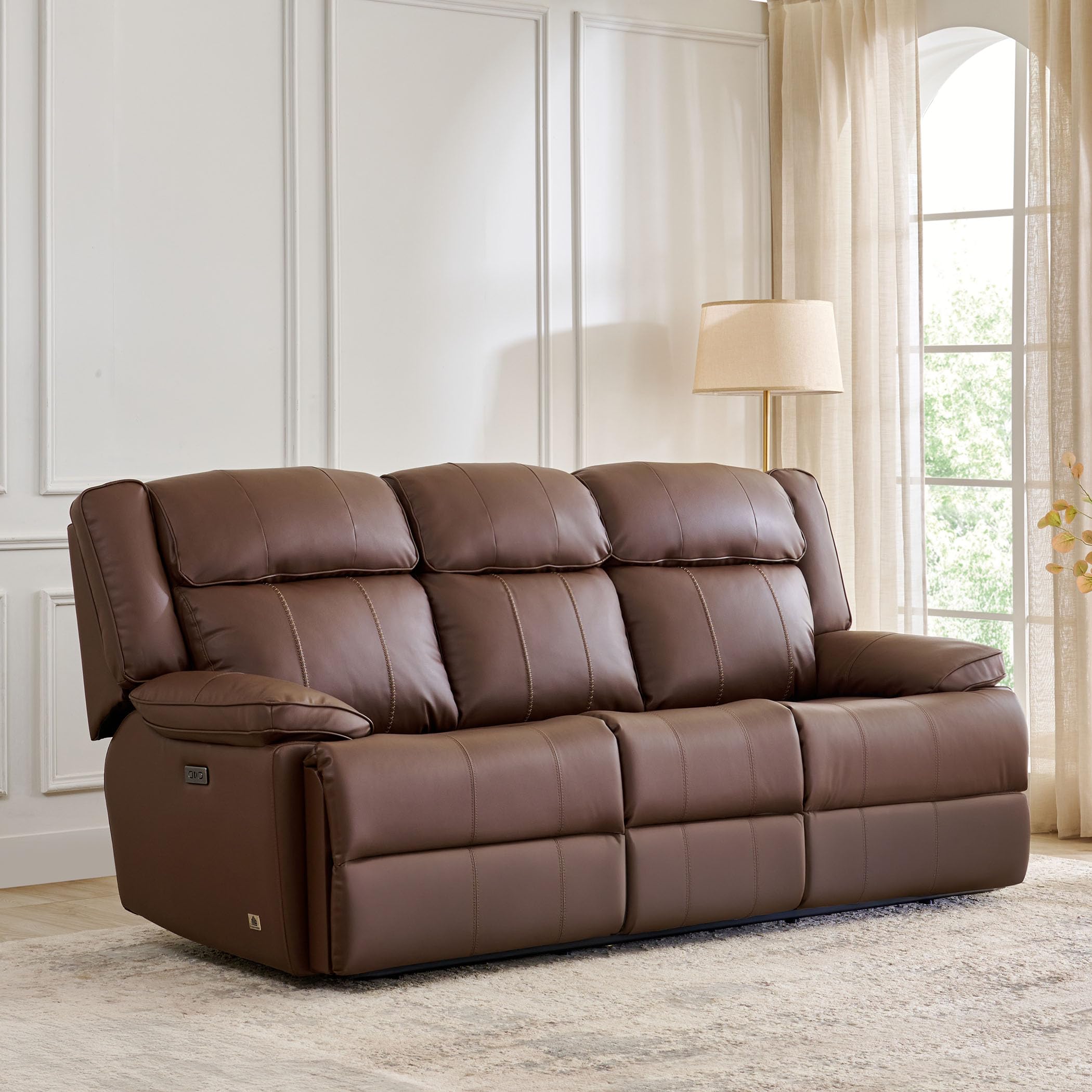 Home Centre Torino Faux Leather 3-Seater Electric Recliner - Brown-image-32