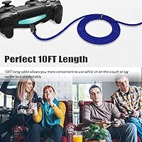 Vista 4 de Paquete de 3 cables de carga para controlador PS4 de 10 pies Cable de carga de nailon trenzado micro USB de alta velocidad compatible