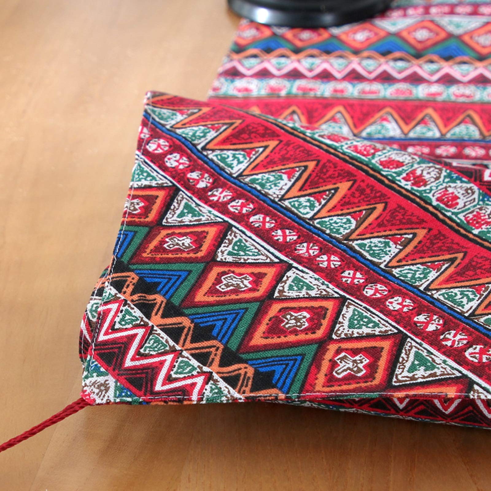 Tischdecken Meterware, Tischband Crash rot Retro Geometric Tischläufer Cotton 33x140CM