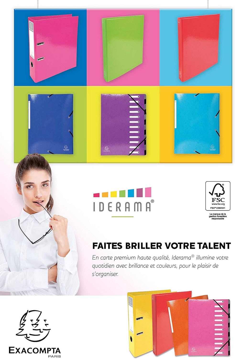 Exacompta 55923E Iderama Document Wallet – Elasticated Maxi Capacity, A4 3 Klappen) Folders 600 g/m² DIN A4 Sammelmappen 600g/qm DIN A4 Purple