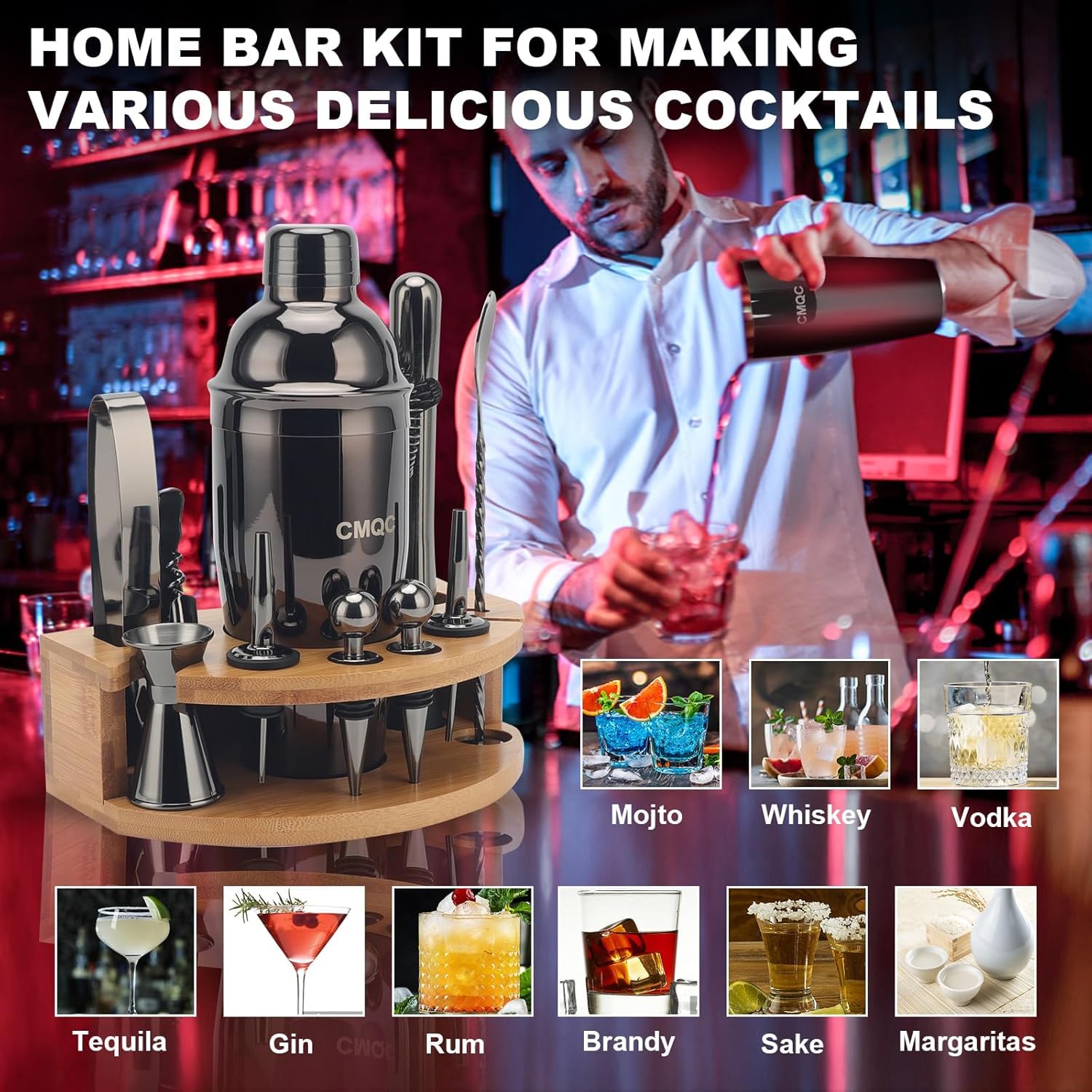 Ｂａｒｔｅｎｄｅｒ １２ 12-Piece Bartending Kit, Bar Bartender Tools with Stylish