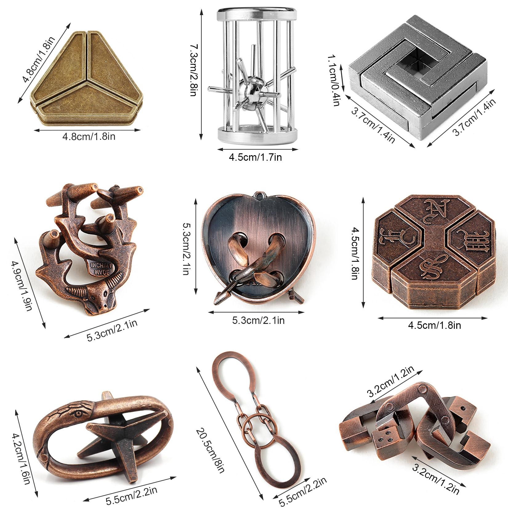 9 jeux de puzzle en métal, jeu de patience à partir de 14 ans | Jeux de puzzle en métal - Idéal pour offrir aux adolescents et aux jeux de puzzle pour adultes
