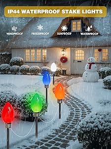 10 Pack C9 Christmas Lights Outdoor, Jumbo Bulbs Outdoor Christmas Decorations Plug in with Timer, Waterproof Pathway Lights for Outside Indoor Party Lawn Yard Garden Wedding Xmas Decor (Multicolor)