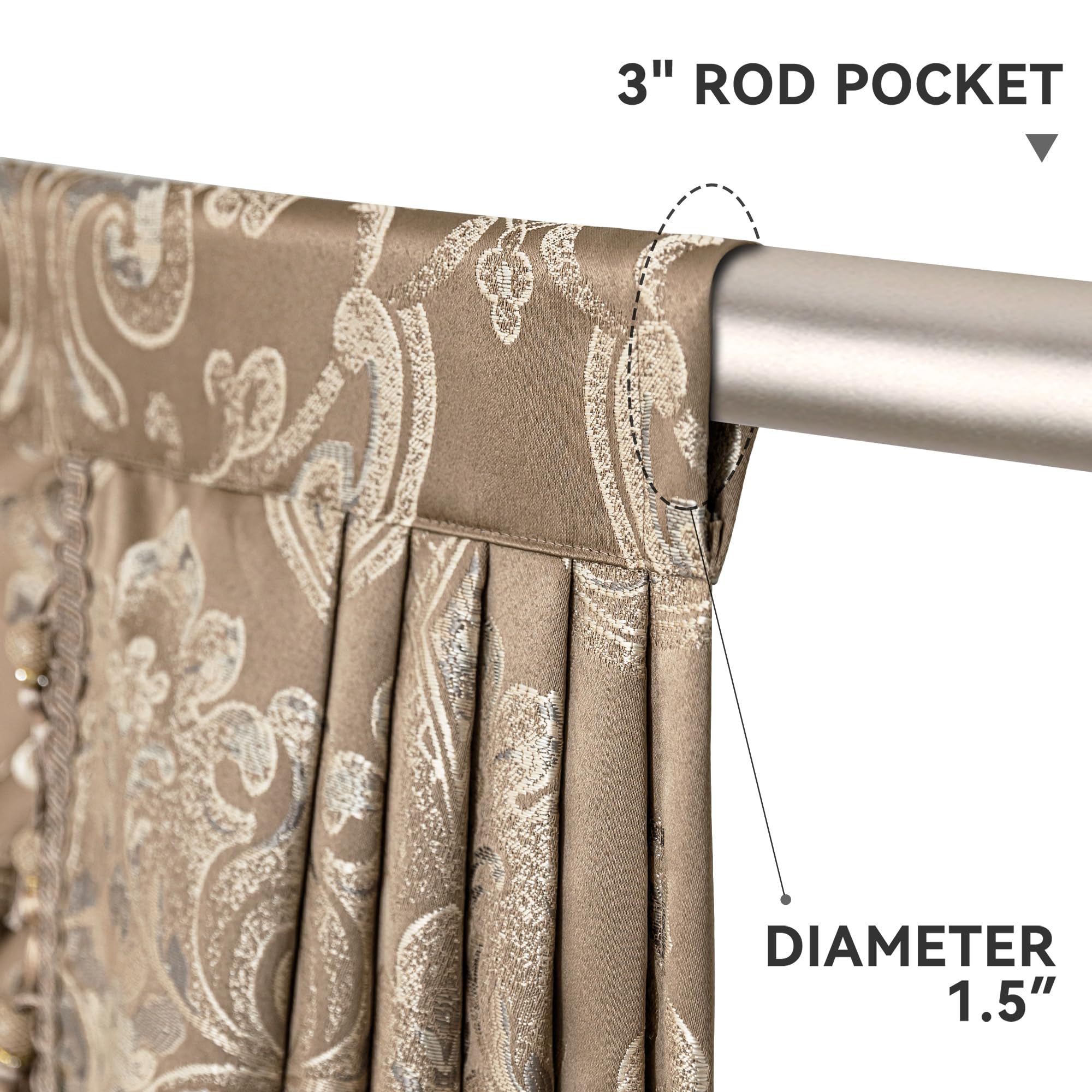 Loom and Mill Lussuose mantovane a cascata per finestre, eleganti tende a cascata spesse in jacquard con nappe per soggiorno, camera da letto, feste, banchetti (giallo, larghezza 190 cm, 1 pannello