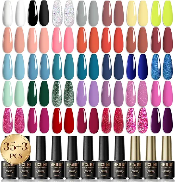 ROSALIND UV Gel Nail Polish Set - 35+3 Colors for Salon Manicure