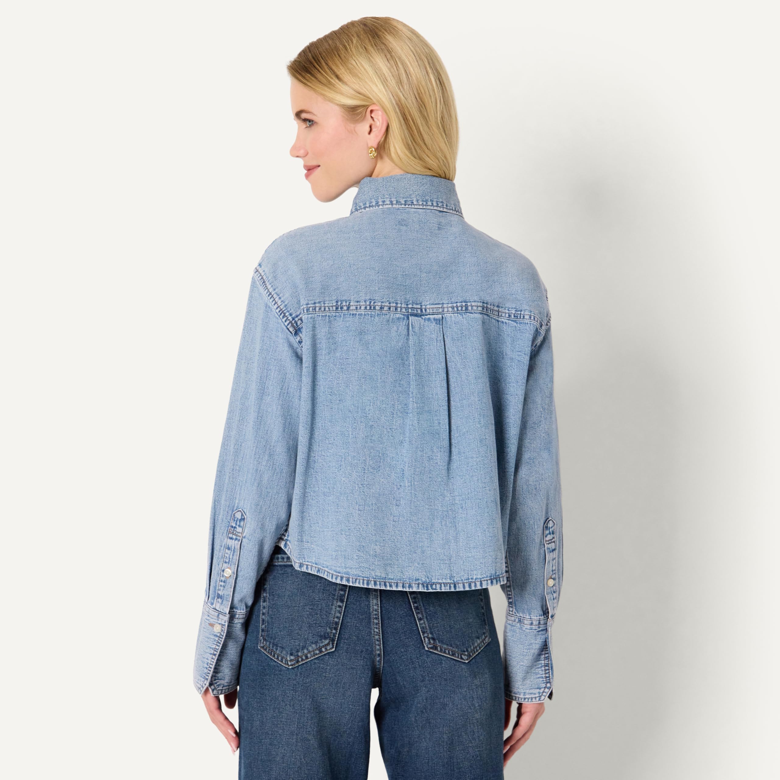 Amazon Essentials Mujer Camisa Corta Moderna de Mezclilla con Botones y Corte Extragrande