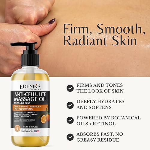 Miniatura 2 de Aceite de masaje anticelulítico  Aceite de masaje reafirmante y tensante de la piel  Aceite natural y botánico con retinol y células madre