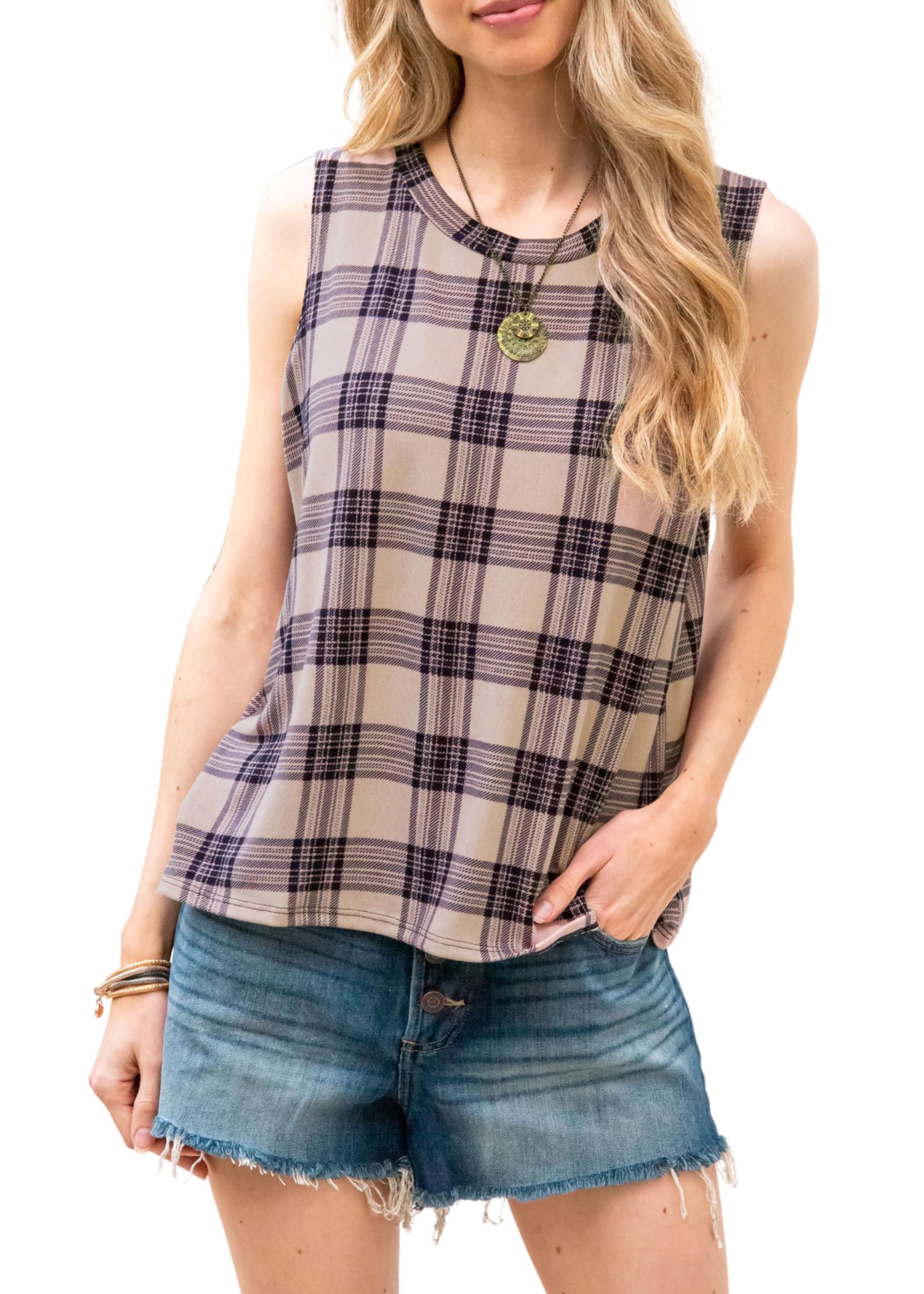 MINT PLUS PINK Women's Summer Loose Tank Sleeveless Animal Print Pattern Crew Neck Tunic Blouse Camisole Top(S-3XL)