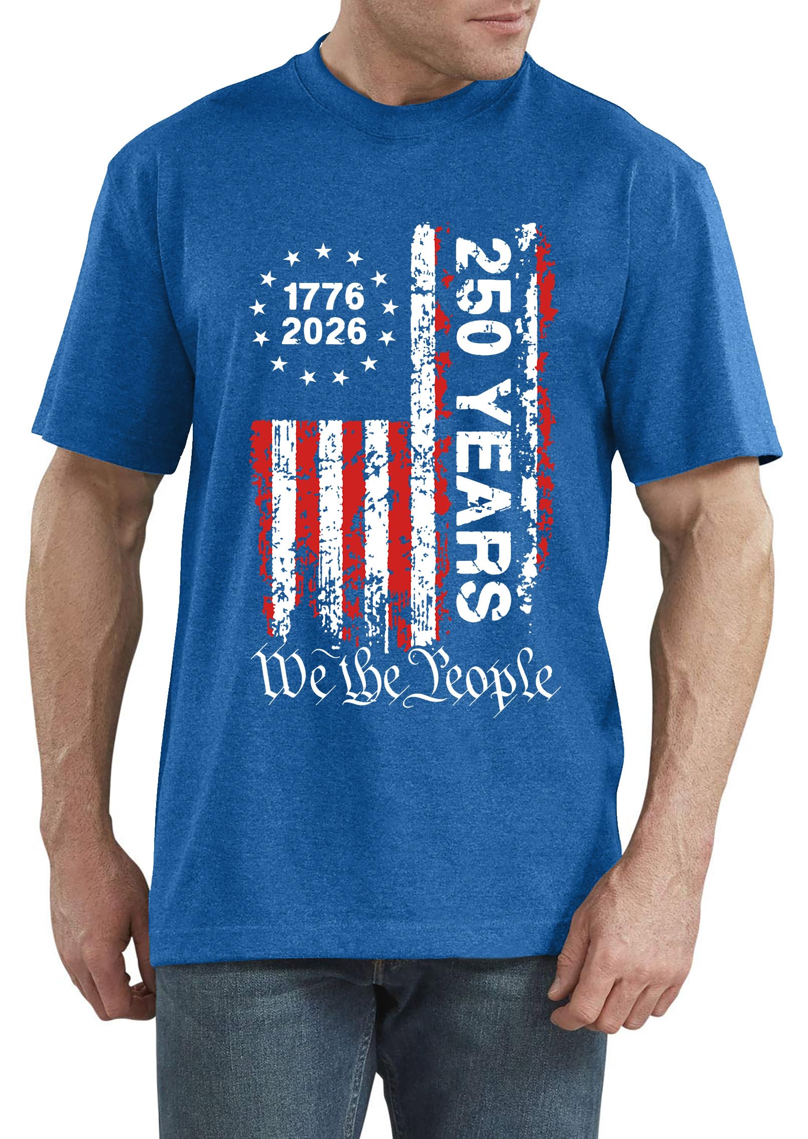 250th Anniversary USA Shirts for Men American Flag T-Shirt 4th of July Shirt 250 Years Birthday Patriotic Tops - 2