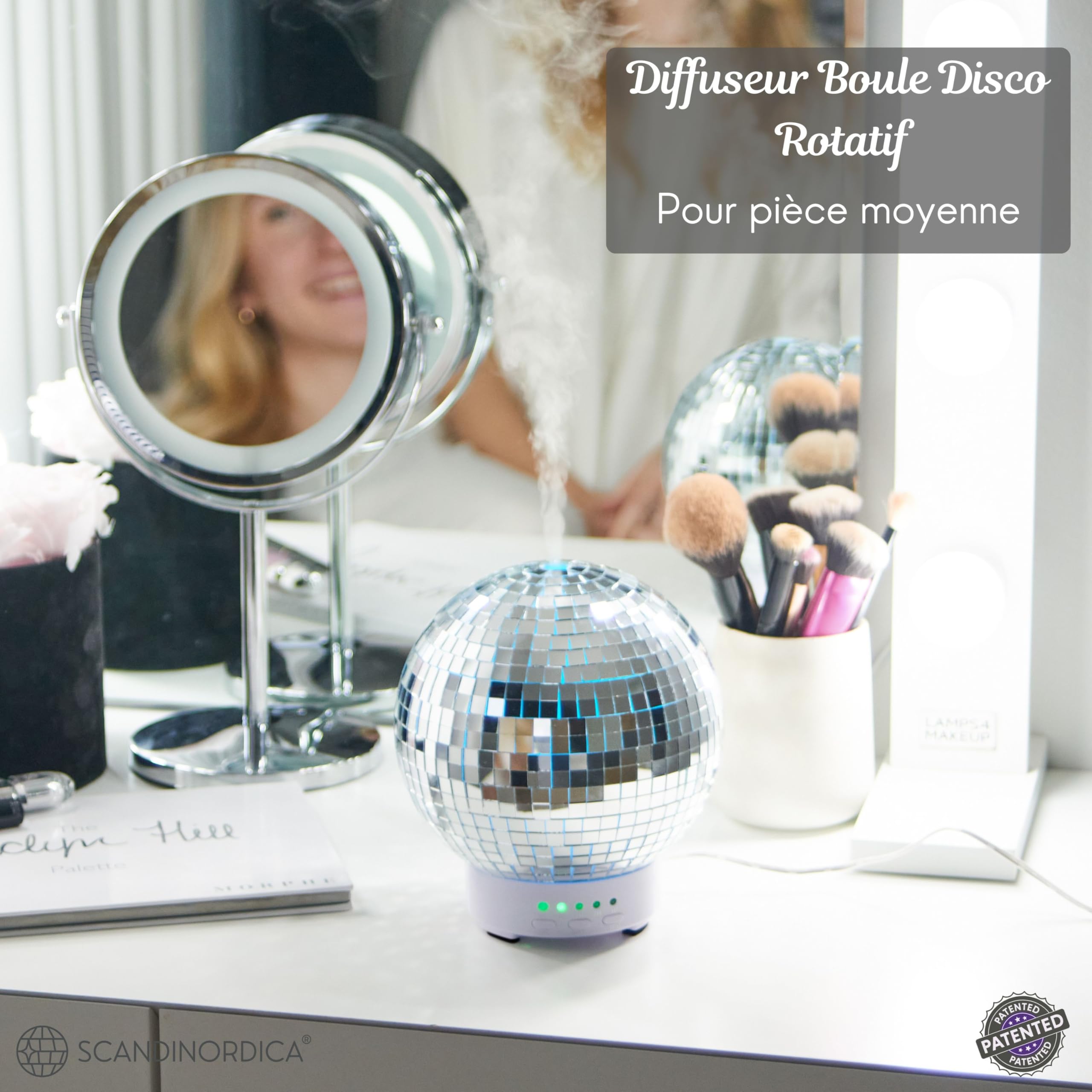 Disco Ball Diffuser Rotatif - Diffuseur d'huiles essentielles en aromathérapie pour la Maison, Le Bureau, Mignonne décoration à Boule Disco | Diffuseur 100 ML