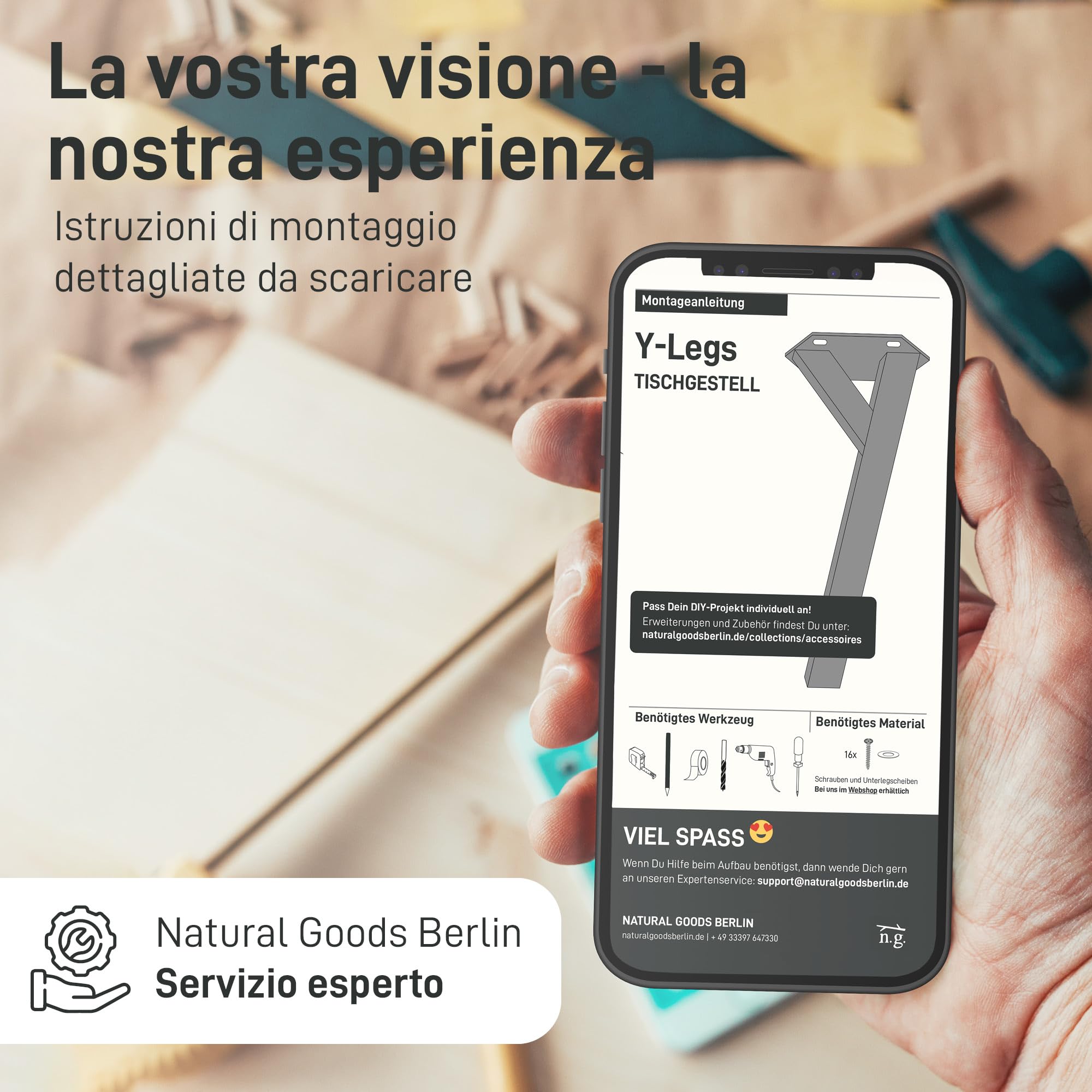 Natural Goods Berlin Set di 4 gambe per tavolo Y Legs (Nero, 72 cm) - Gambe per mobili in metallo a forma di Y per il tuo prossimo progetto DIY - Struttura da tavolo a capacità di carico elevata per