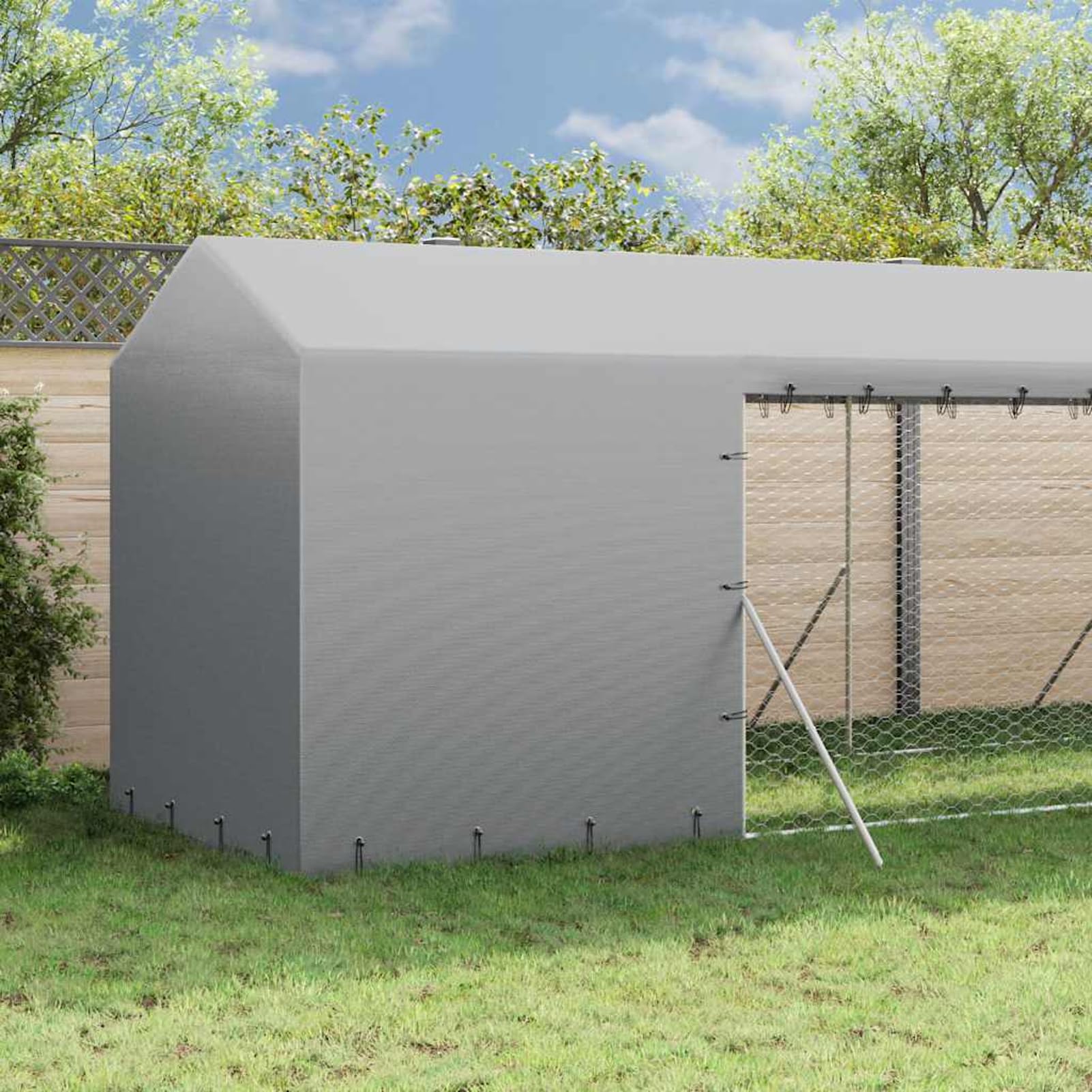 Hundezwinger 2x10x2,5m Verzinkt mit Dach | Robuster Stahl, UV-beständiges PE-Dach, abschließbare Tür, wetterfest, für Hunde & Kleintiere