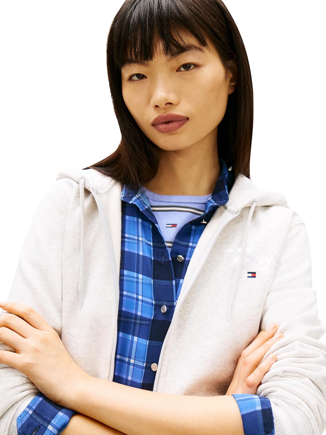 Tommy Jeans womens Medium Weight Zip Up Hoodie With Printed Logo and Drawstring - Image 2