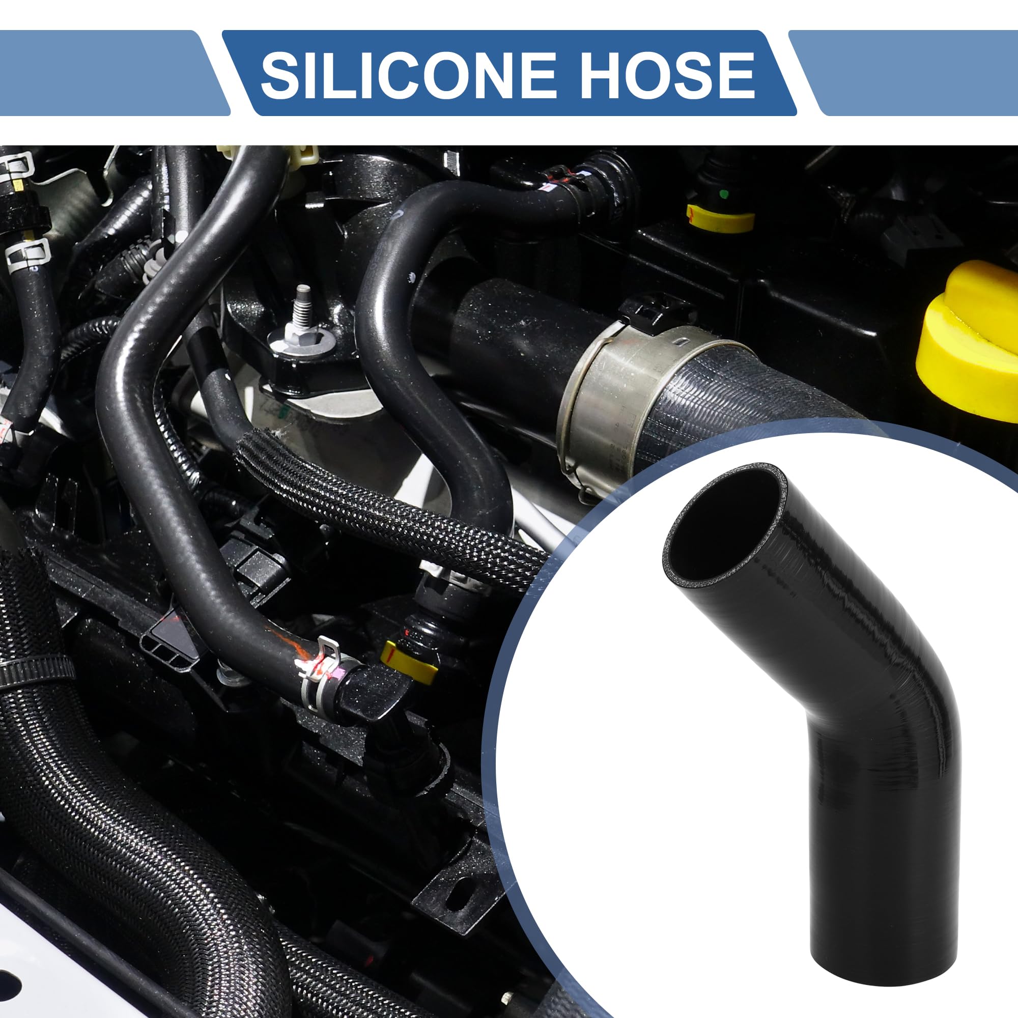 A ABSOPRO Tubo Flessibile Nero 1 Pz Per Raffreddamento In Silicone | Diametro 70-80mm, Lunghezza 150mm, Spessori 5mm, Temperatura -60℃~300℃, Pressione 1Mpa, Universale, Adatto Per Olio Motore