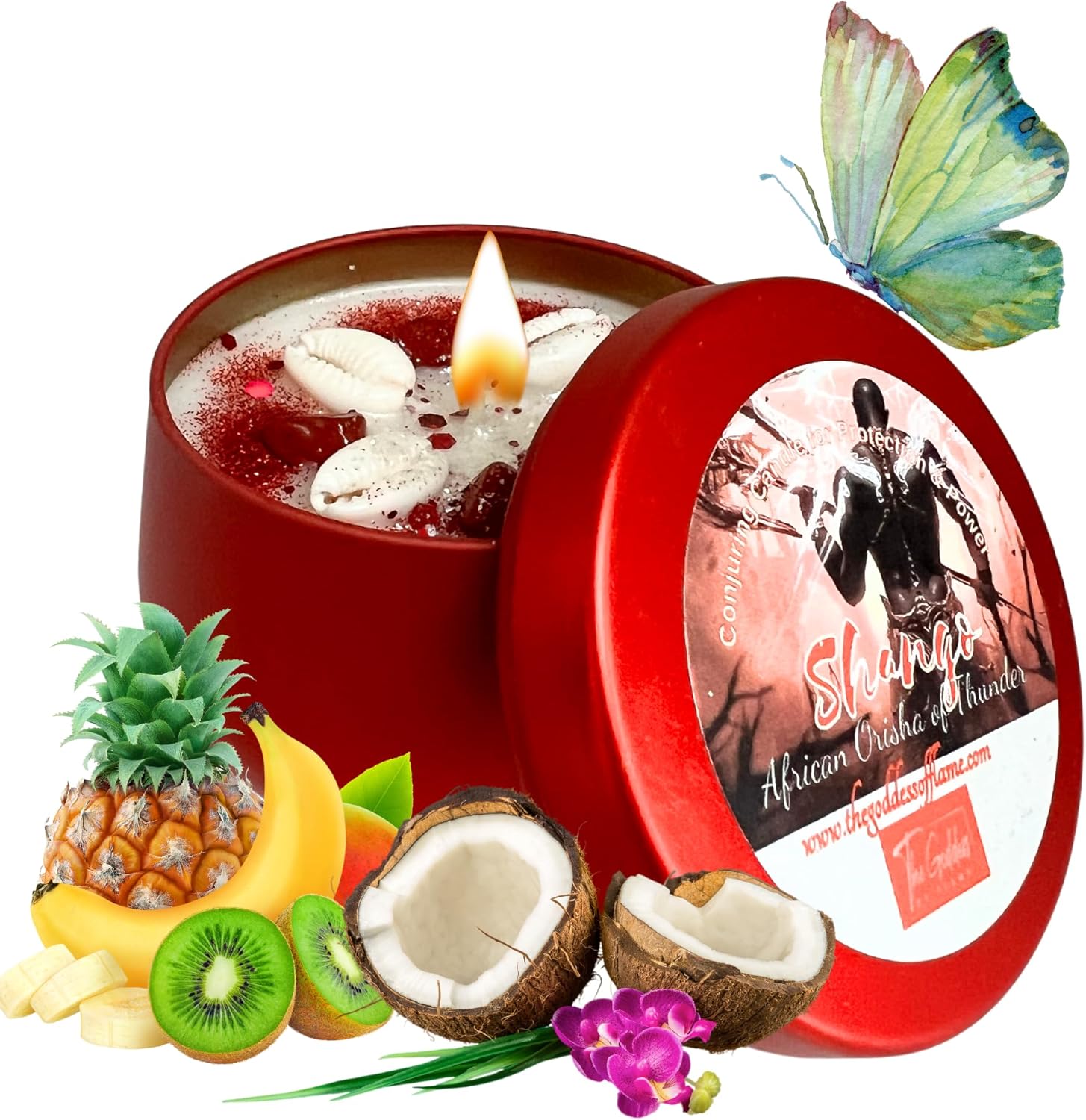 Shango Spiritual Candle (Orisha of Storms and Thunder) for protection, breaking hexes and good luck (8oz)